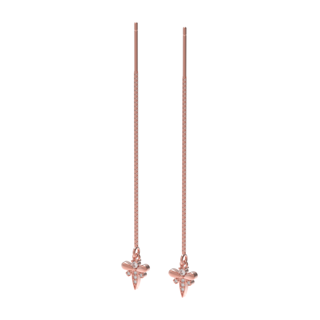 Cute Insect Bee Threader Drop Earrings, Hallmarked 925 Sterling Silver