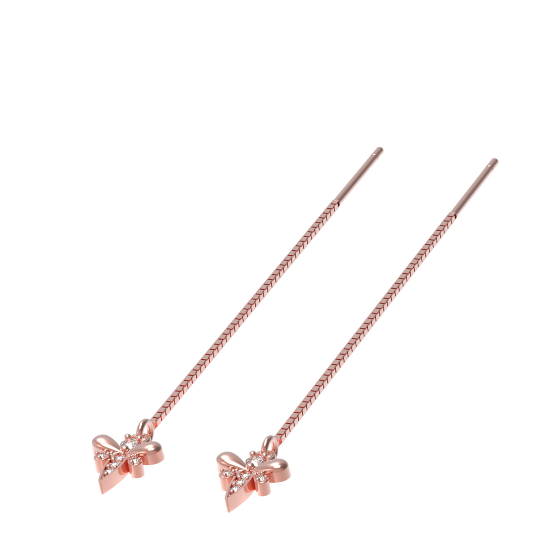 Cute Insect Bee Threader Drop Earrings, Hallmarked 925 Sterling Silver