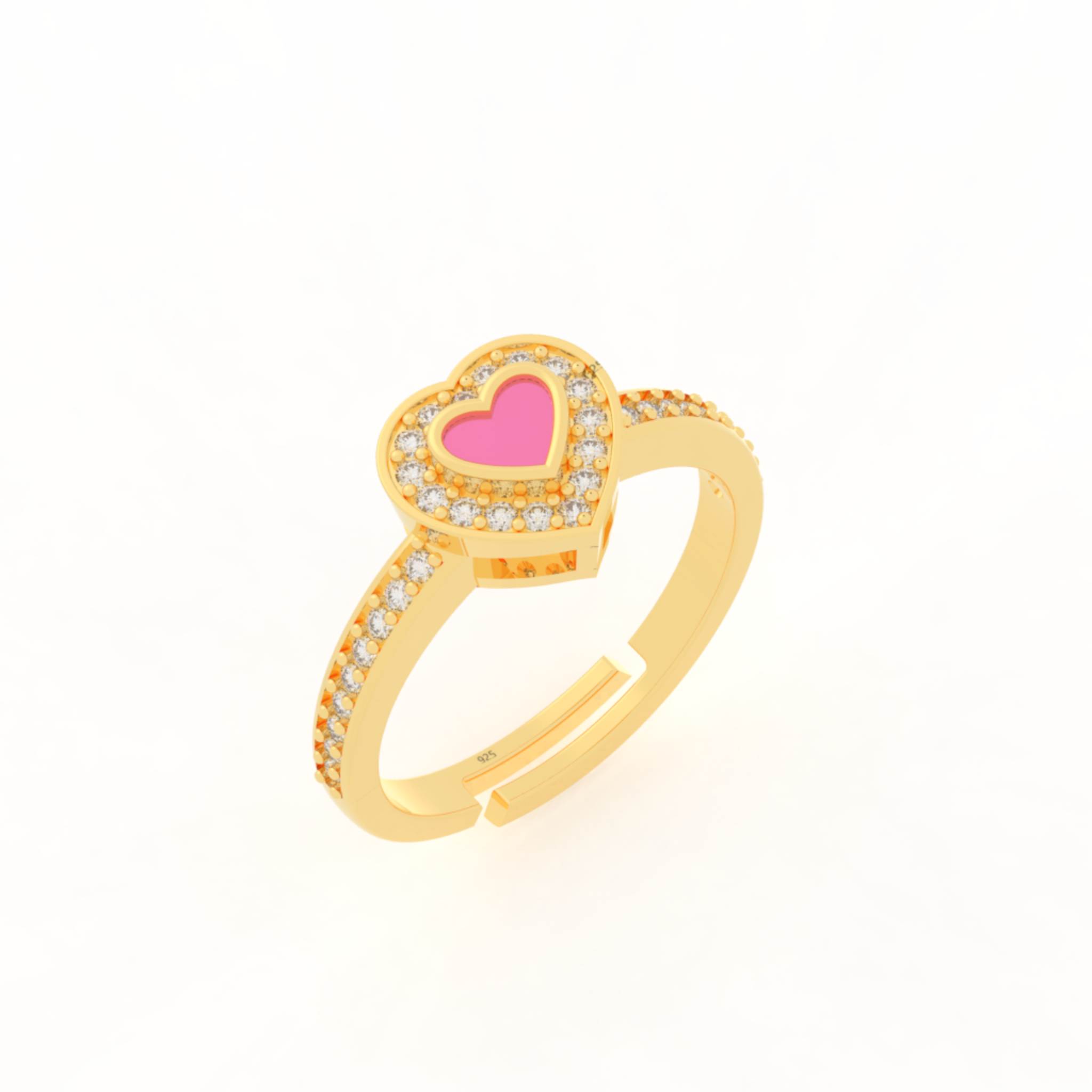 Dainty Heart Shaped Ring – Hallmarked 925 Sterling Silver Yellow Gold Plated | Elegant & Romantic Jewelry