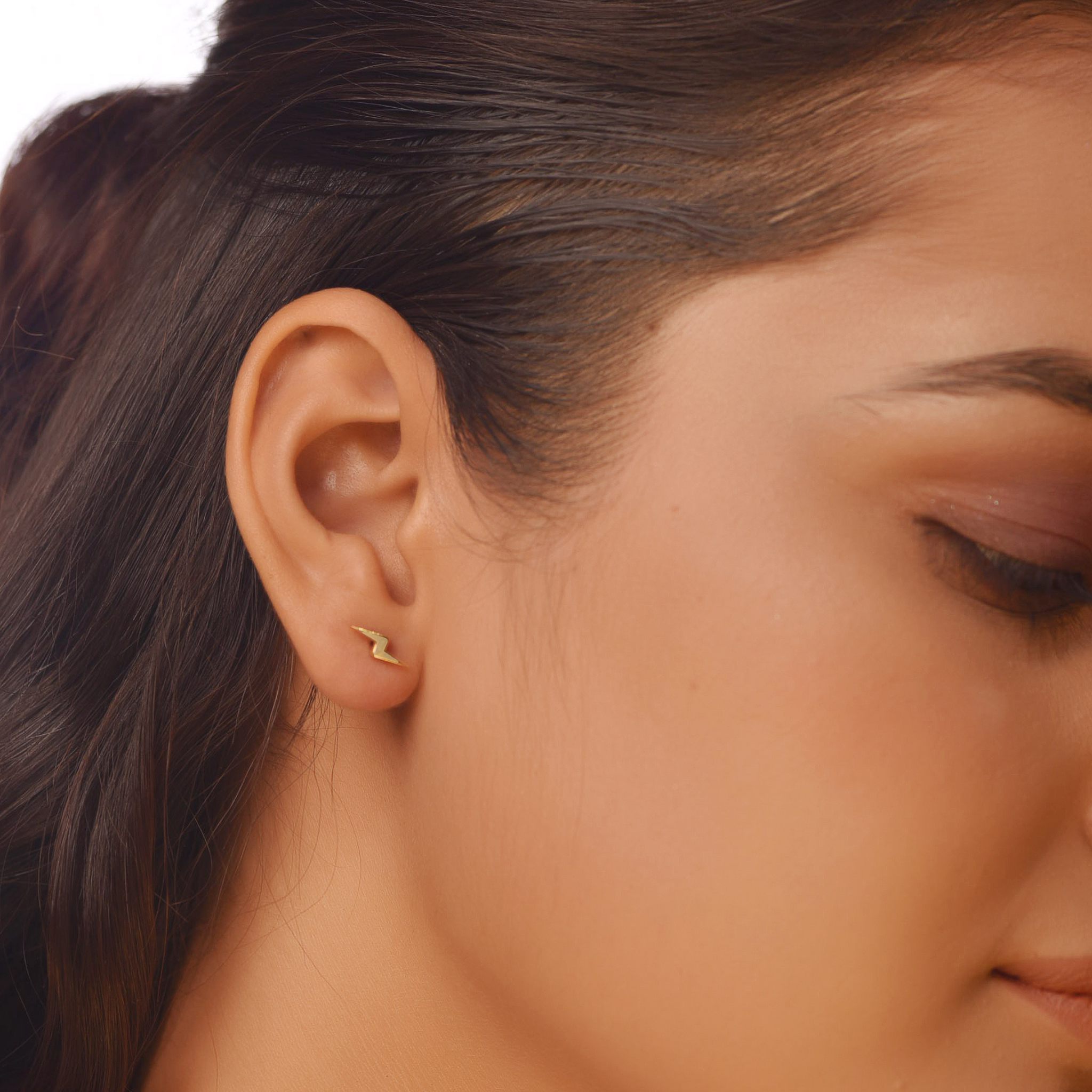 Dainty Lightening Stud Earrings For Women, Hallmarked 925 Sterling Silver