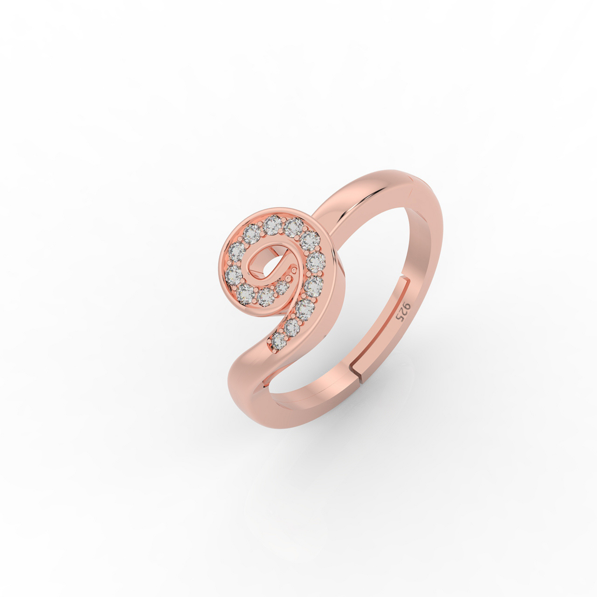 Dazzling Round Solitaire Engagement Ring, Hallmarked 925 Sterling Silver Rose Gold