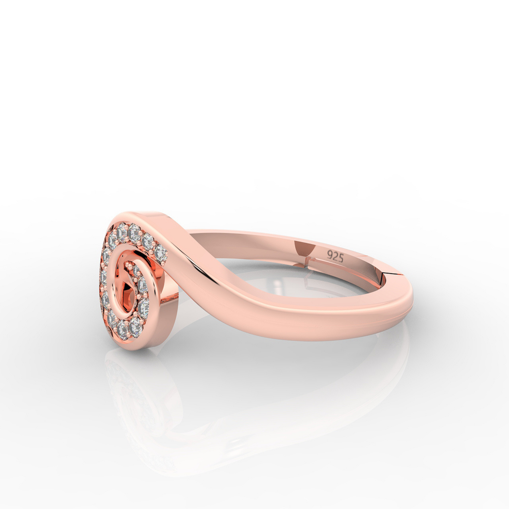 Dazzling Round Solitaire Engagement Ring, Hallmarked 925 Sterling Silver Rose Gold