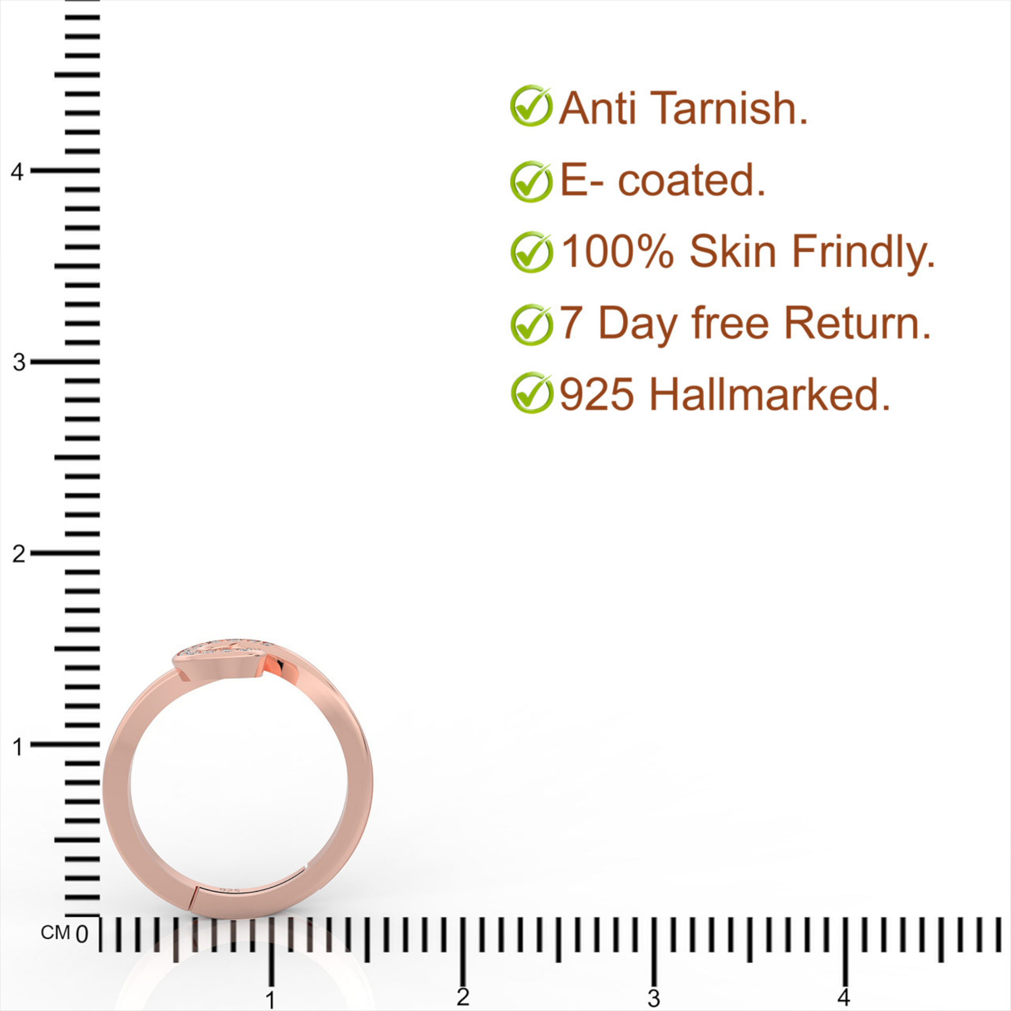 Dazzling Round Solitaire Engagement Ring, Hallmarked 925 Sterling Silver Rose Gold