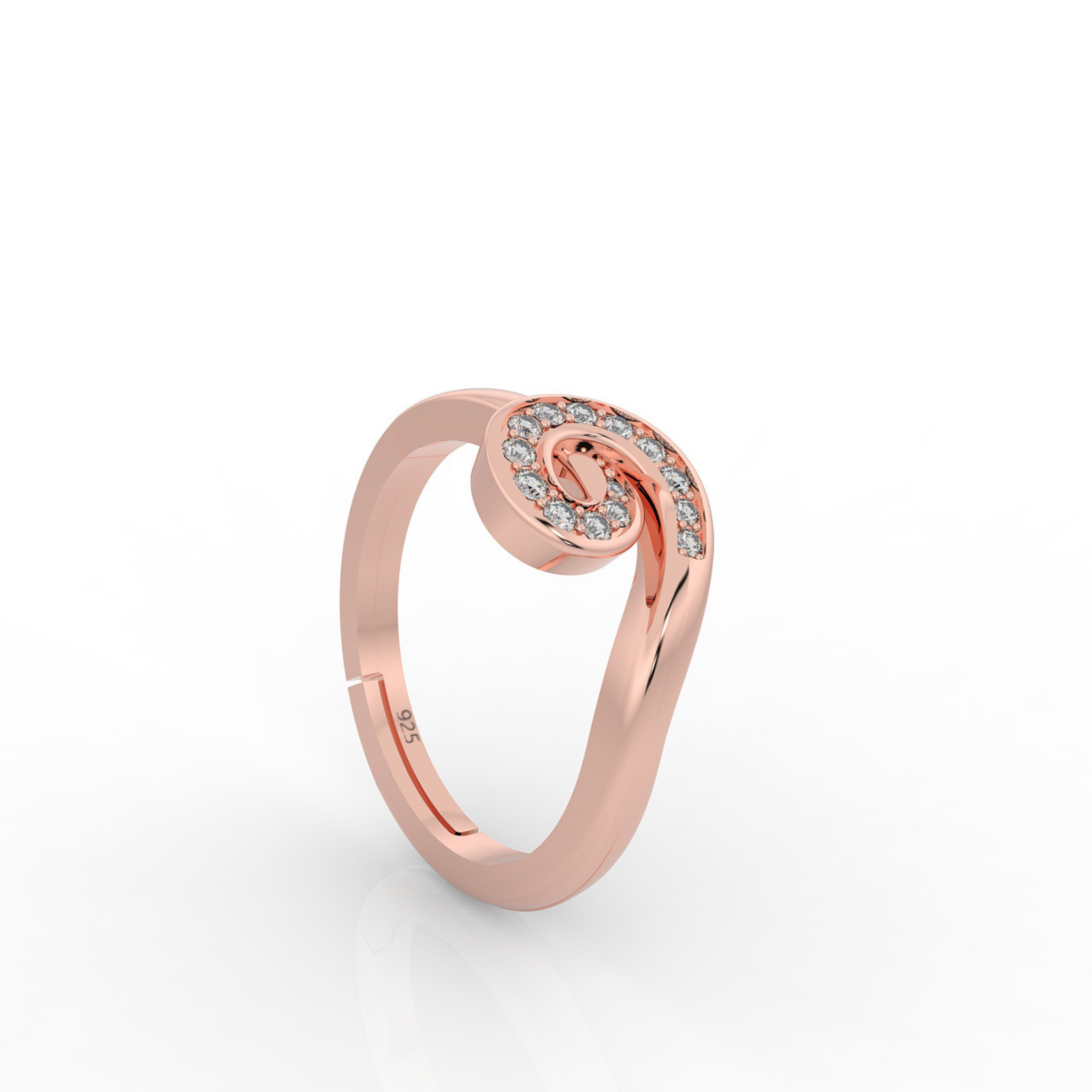 Dazzling Round Solitaire Engagement Ring, Hallmarked 925 Sterling Silver Rose Gold