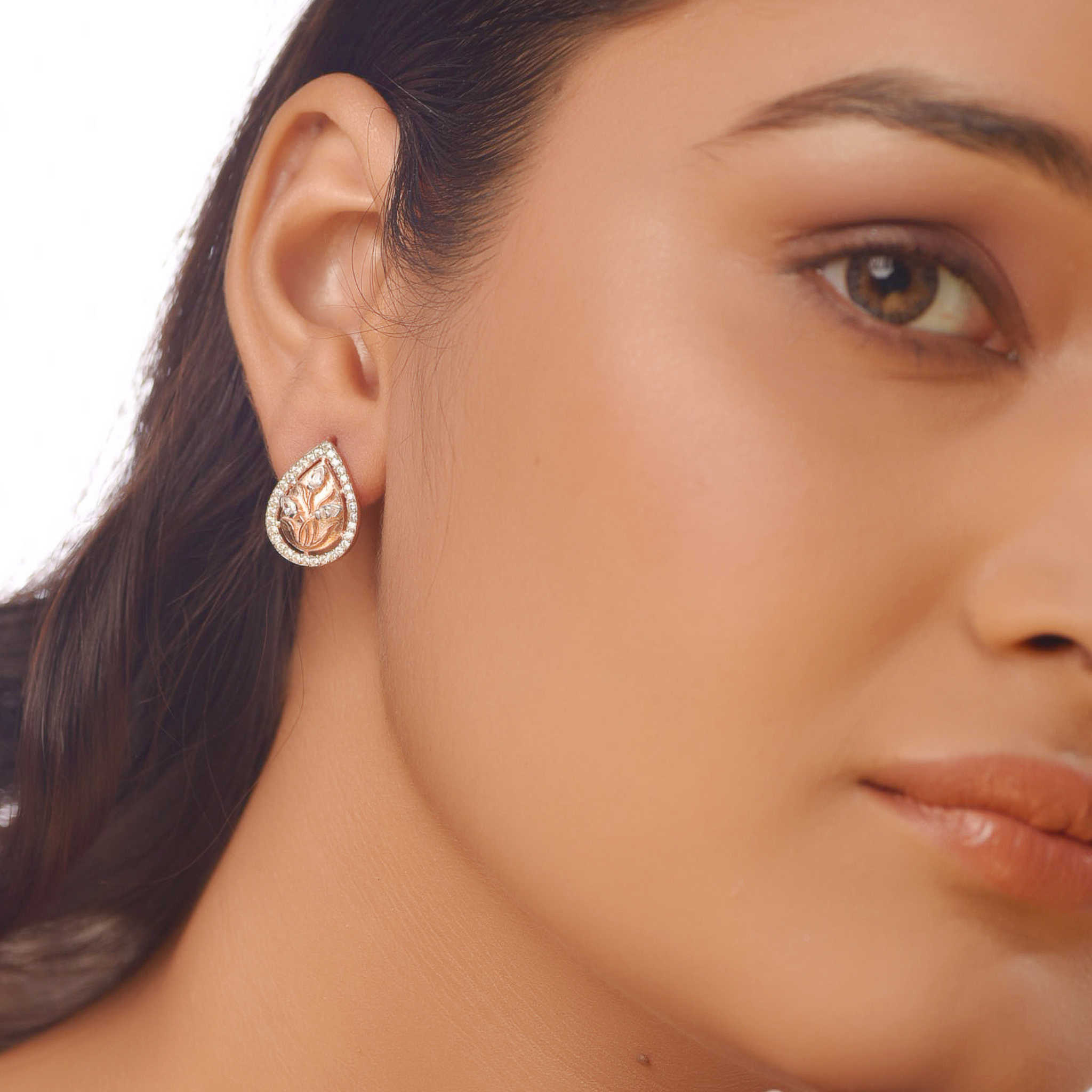 Designer Teardrop Stud Earrings For Women, Hallmarked 925 Sterling Silver