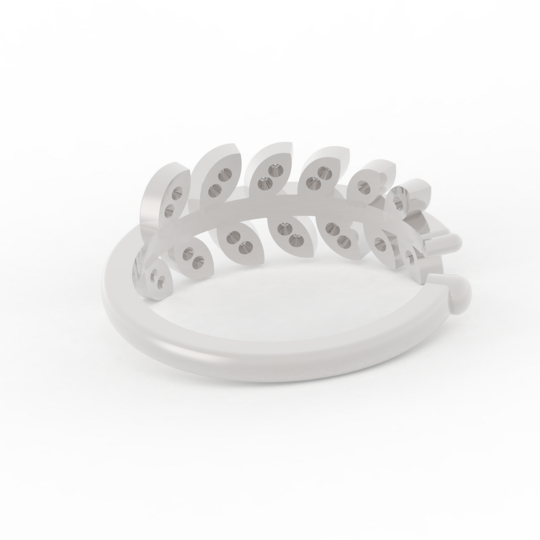 Desiring Leaf Pattern Open Ring – Hallmarked 925 Sterling Silver White Gold Plated | Elegant & Timeless Jewelry