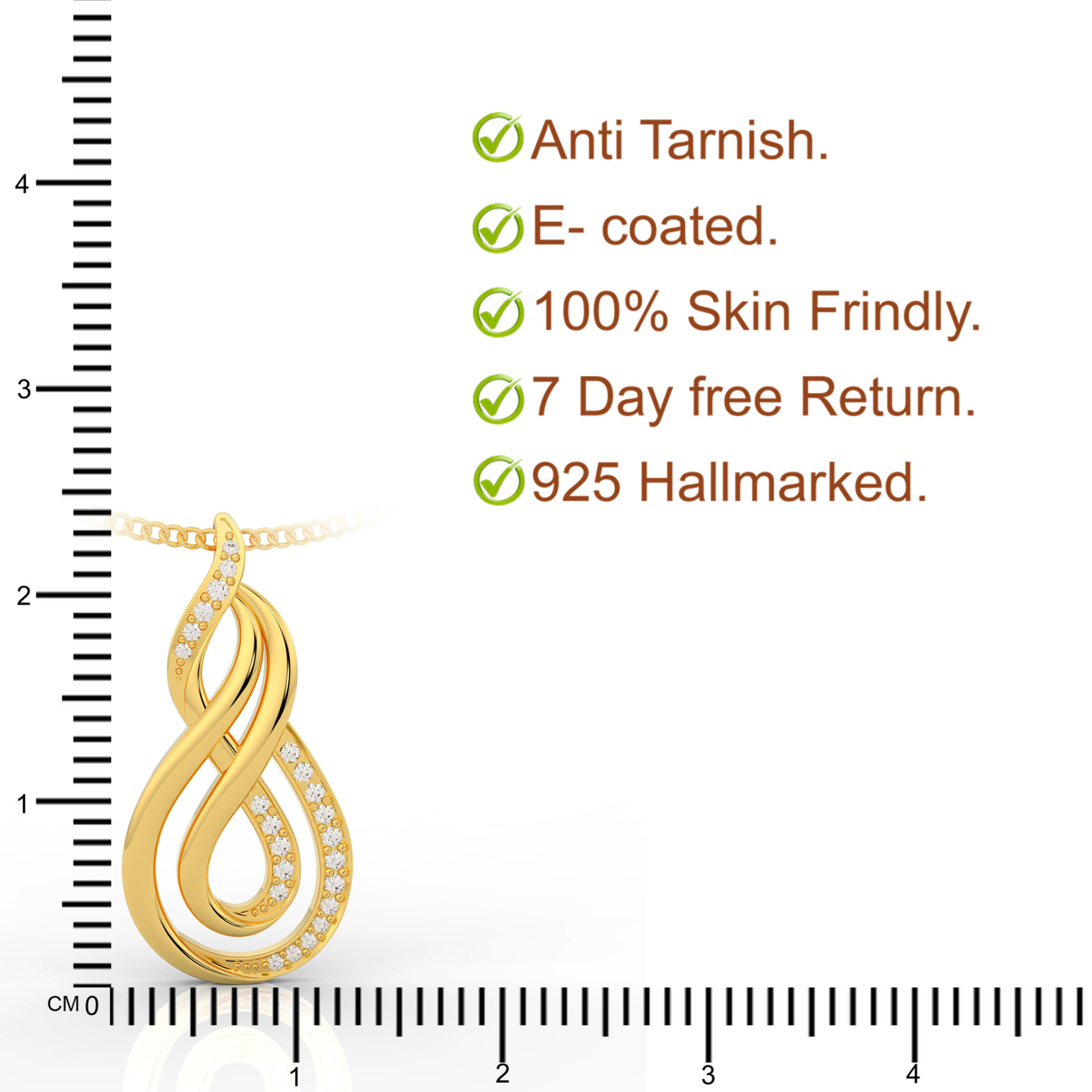 Dynamic Infinity Charm Pendant With Chain- Hallmarked 925 Sterling Silver