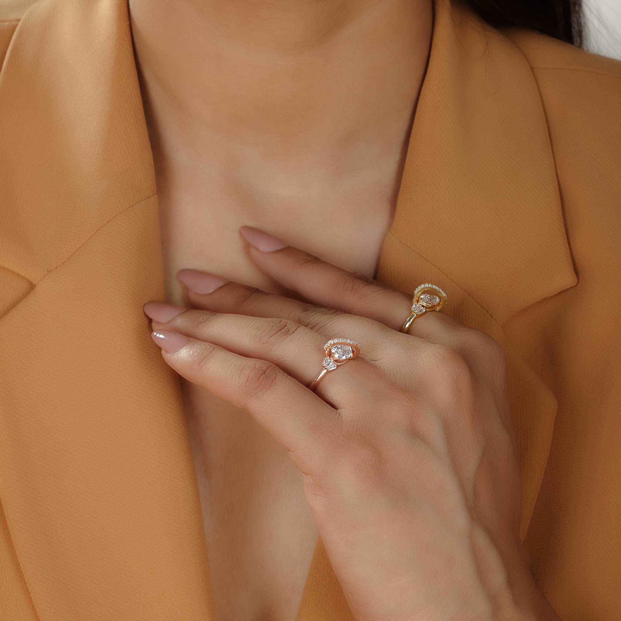 Dynamic Solitaire Engagement Ring- Hallmarked 925 Sterling Silver Rose Gold