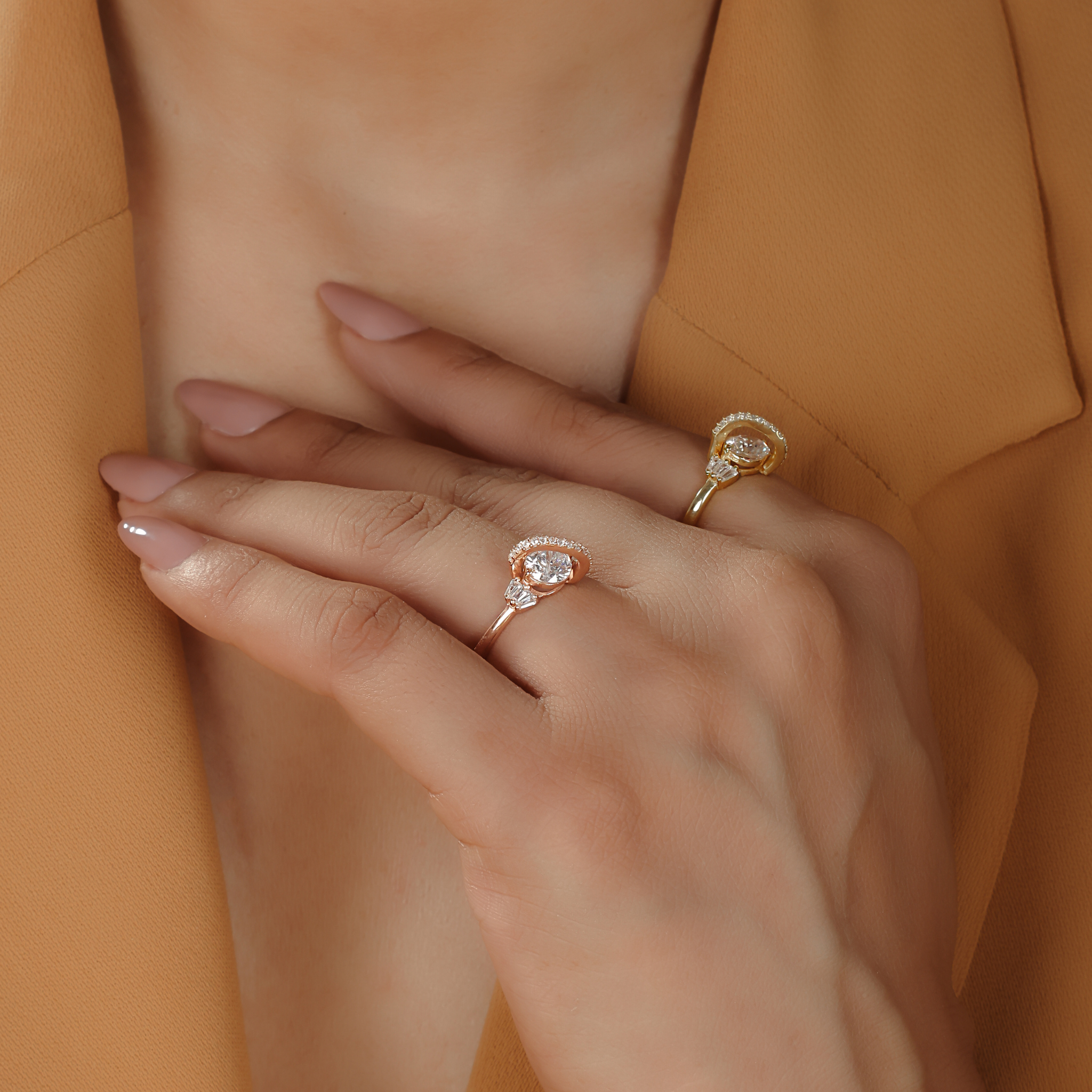 Dynamic Solitaire Engagement Ring- Hallmarked 925 Sterling Silver Rose Gold