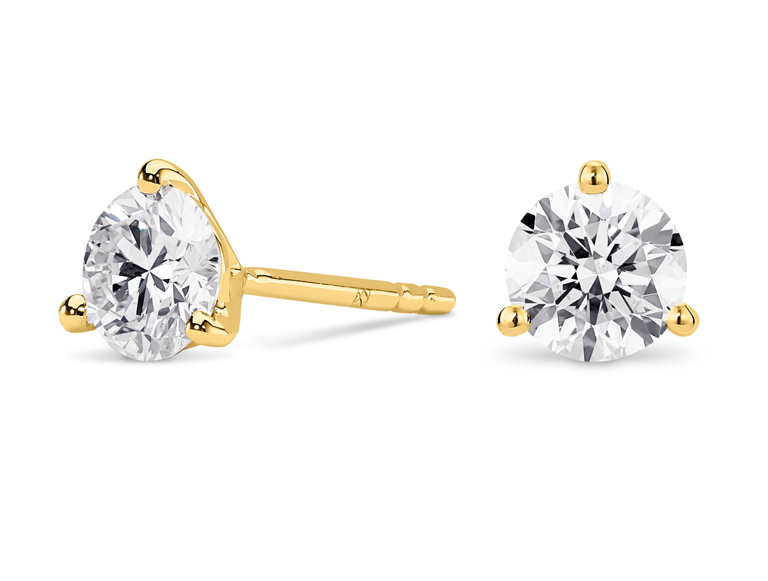Lab-Grown Diamond 3ct. tw. Round Brilliant Studs and Pendant Yellow Gold Set | White