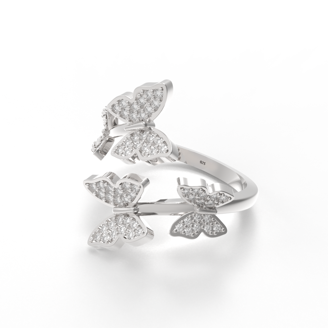 Elegant Butterfly Wrap Around Ring, Hallmarked 925 Sterling Silver