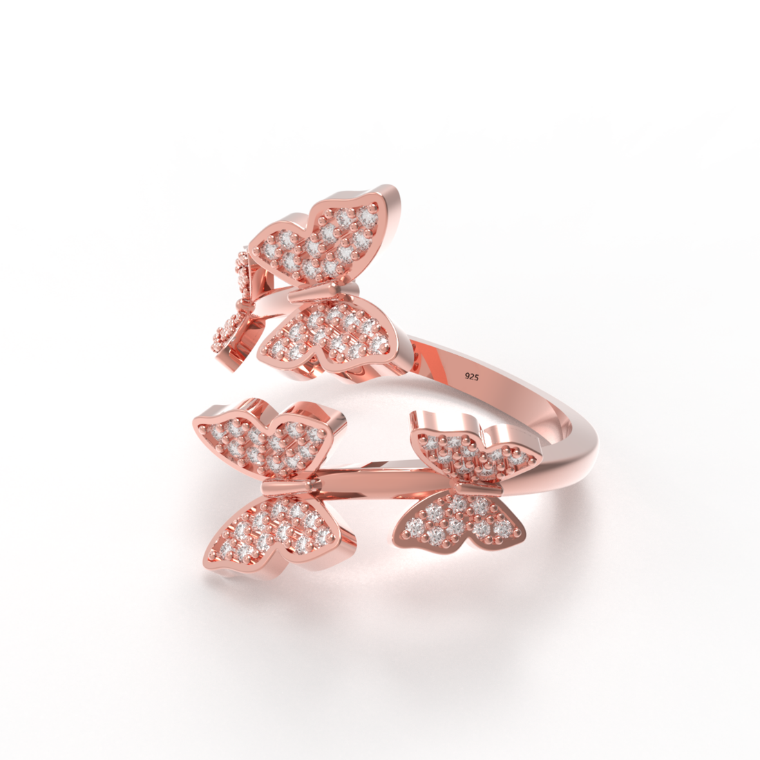 Elegant Butterfly Wrap Around Ring, Hallmarked 925 Sterling Silver
