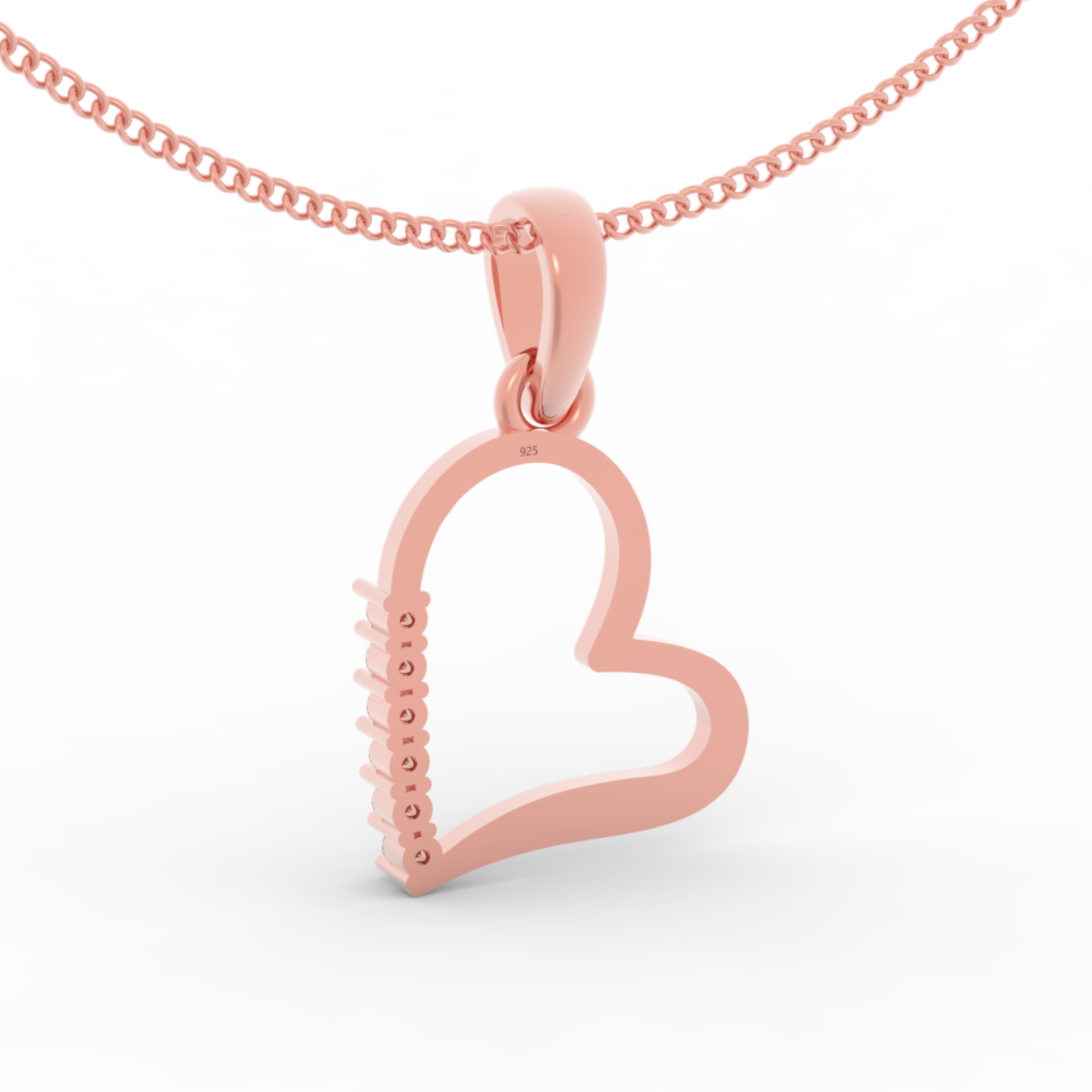 Endearing Heart Pendant With Chain, Hallmarked 925 Sterling Silver