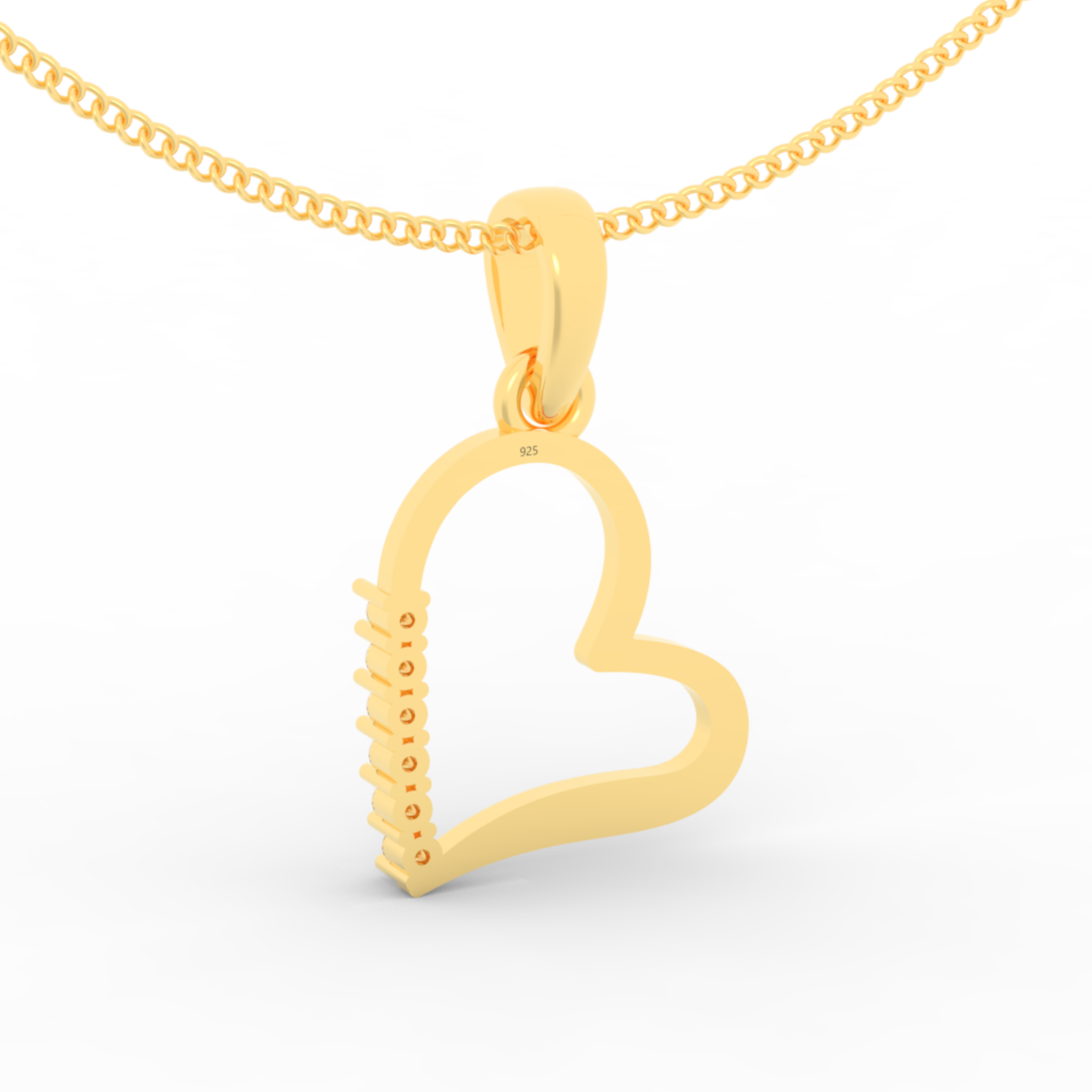 Endearing Heart Pendant With Chain, Hallmarked 925 Sterling Silver