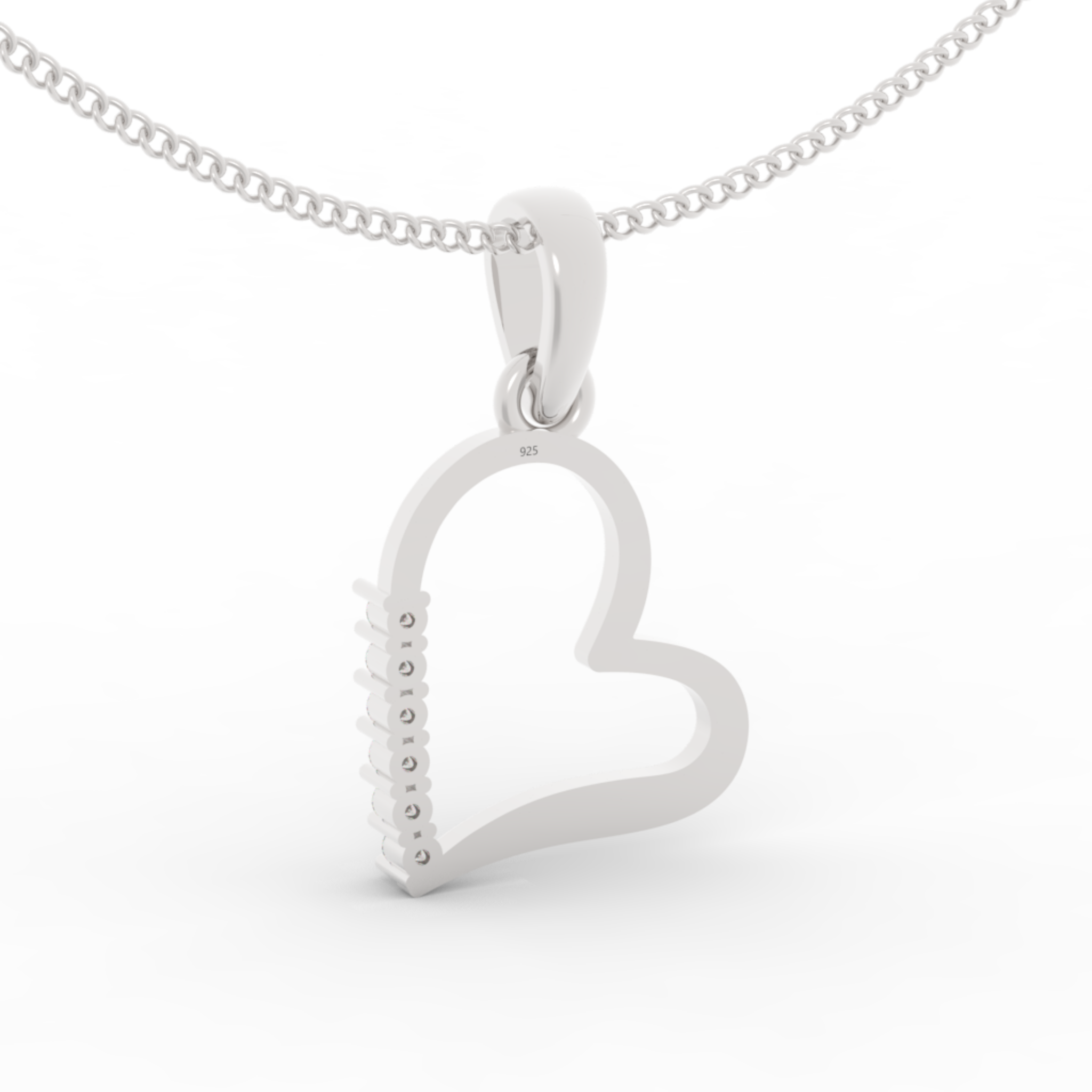 Endearing Heart Pendant With Chain, Hallmarked 925 Sterling Silver