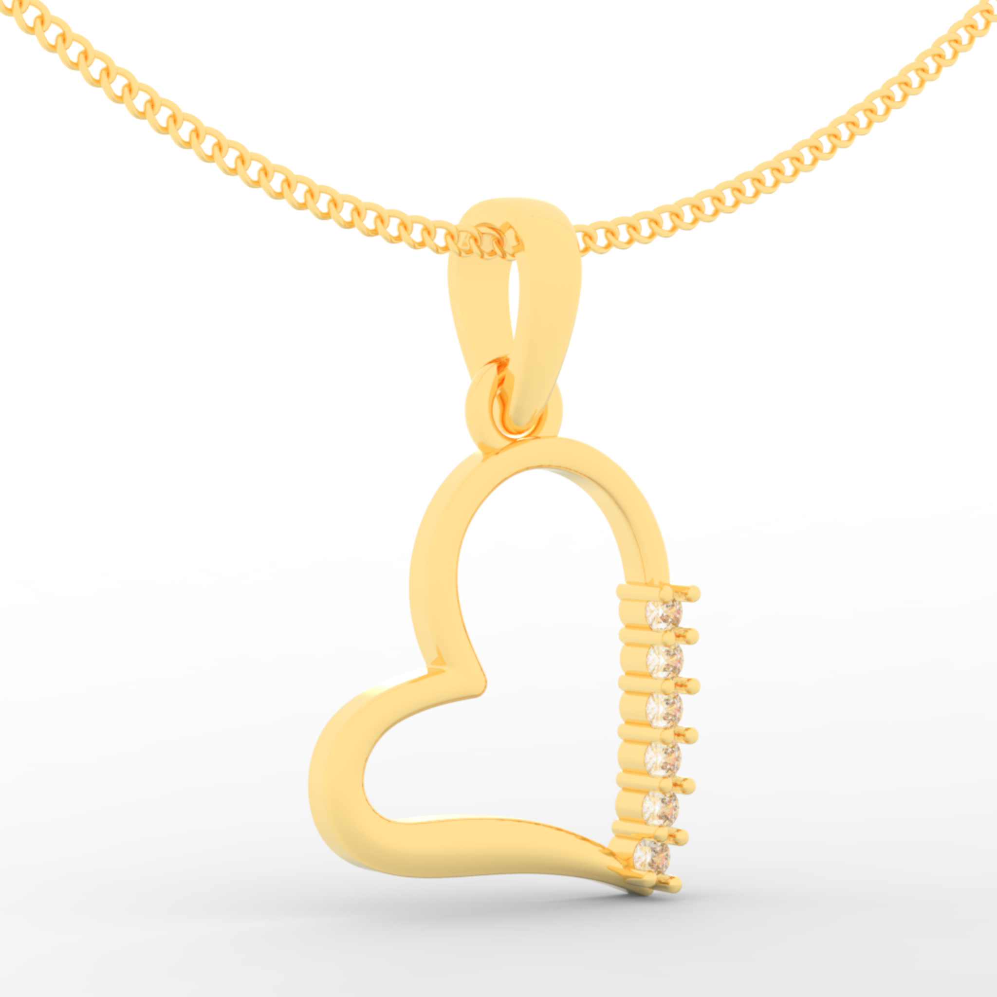 Endearing Heart Pendant With Chain, Hallmarked 925 Sterling Silver