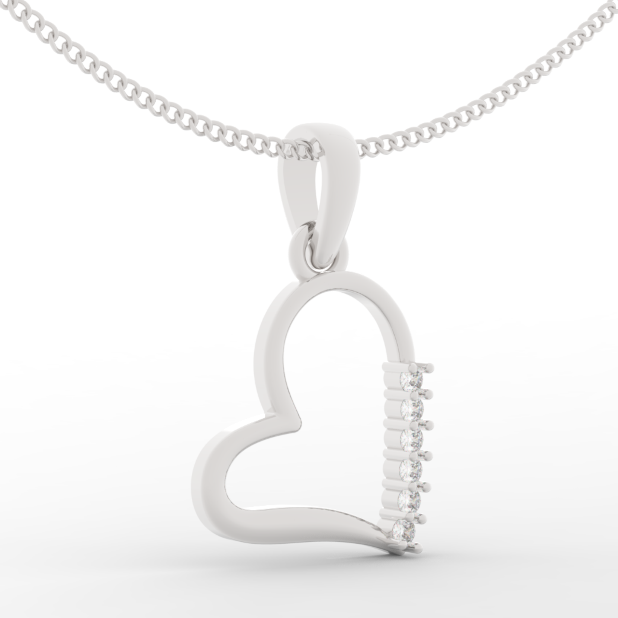 Endearing Heart Pendant With Chain, Hallmarked 925 Sterling Silver