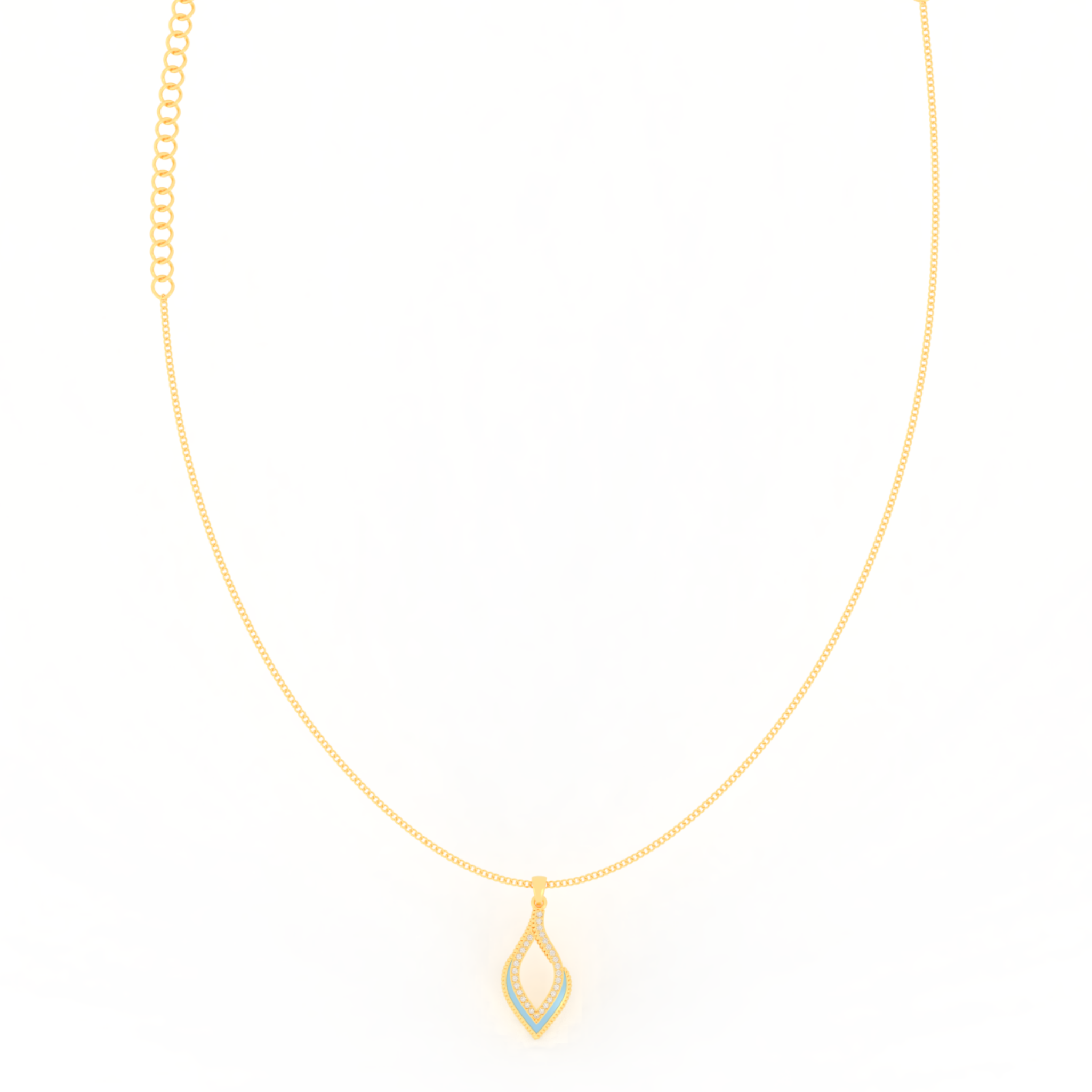 Eye Catching Tear Drop Charm With Chain, Hallmarked 925 Sterling Silver