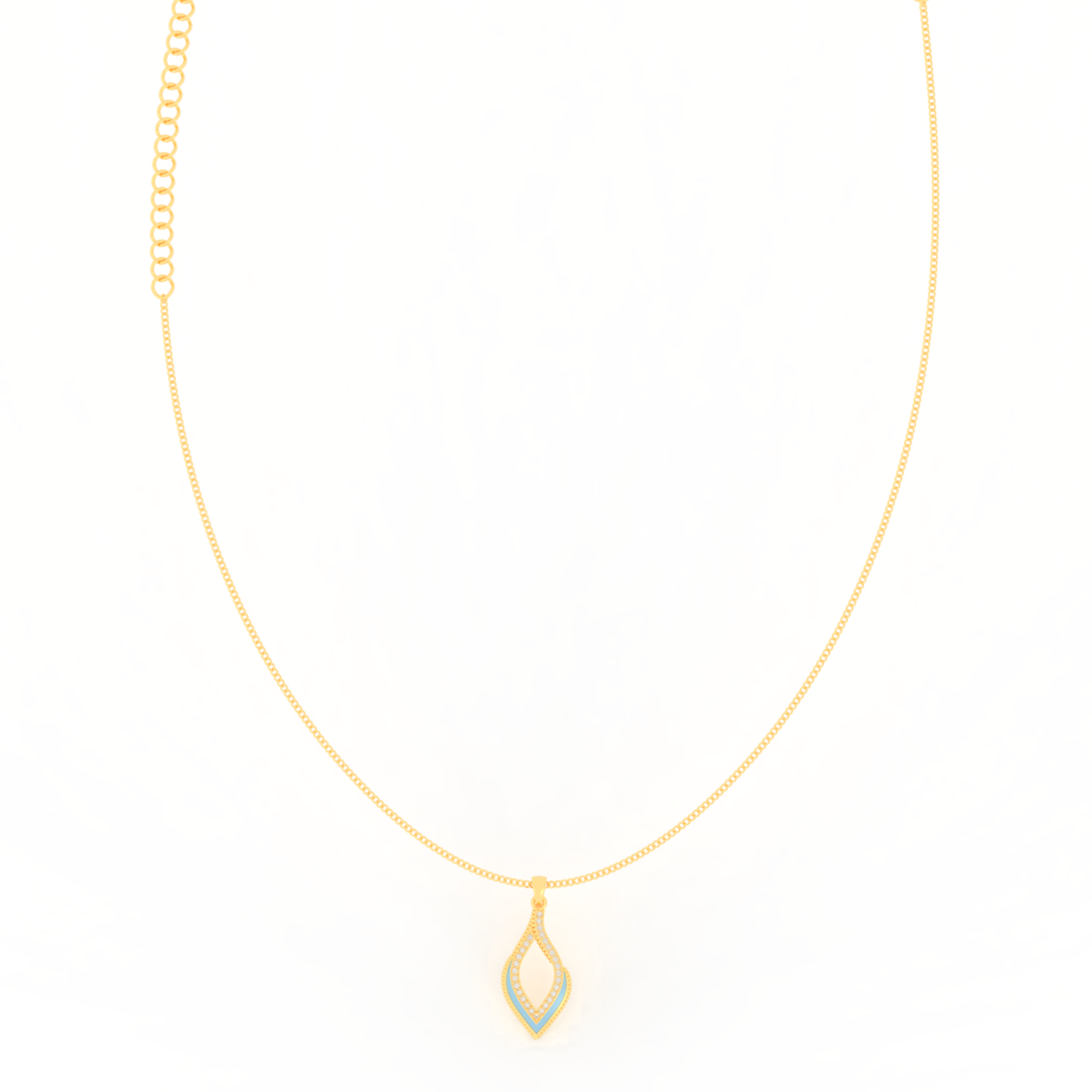 Eye Catching Tear Drop Charm With Chain, Hallmarked 925 Sterling Silver