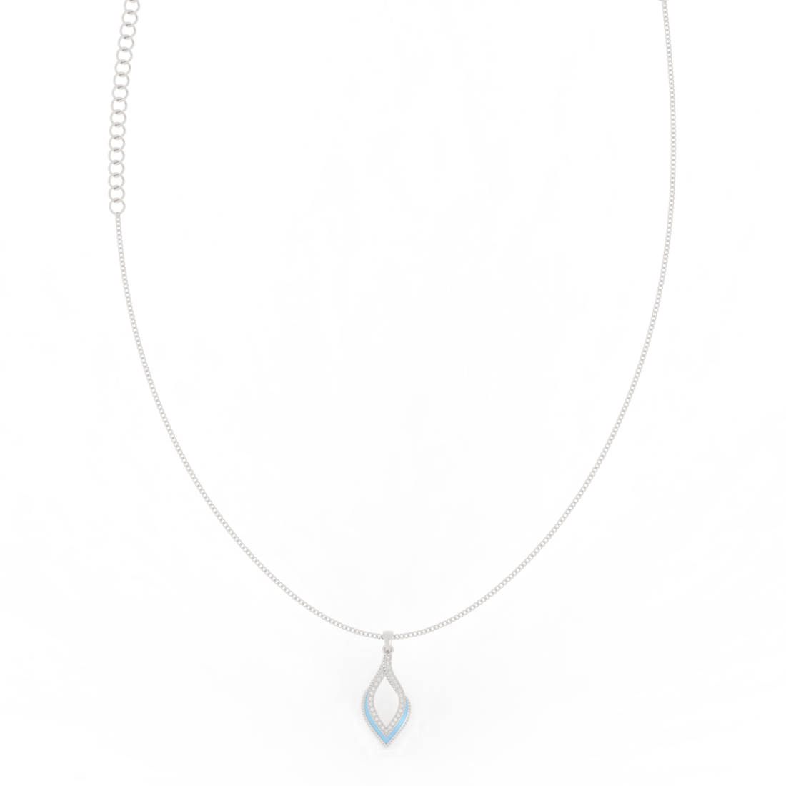 Eye Catching Tear Drop Charm With Chain, Hallmarked 925 Sterling Silver