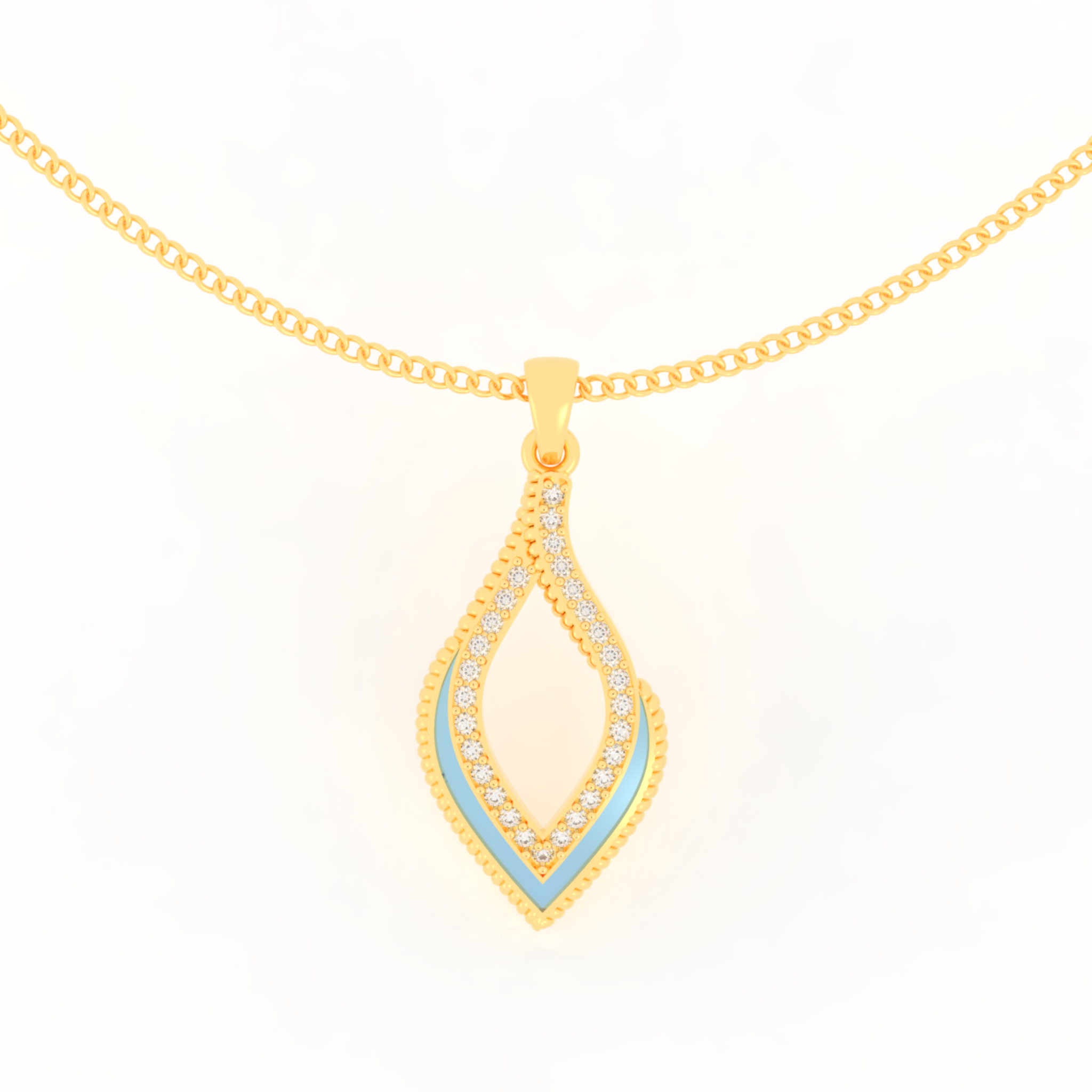 Eye Catching Tear Drop Charm With Chain, Hallmarked 925 Sterling Silver