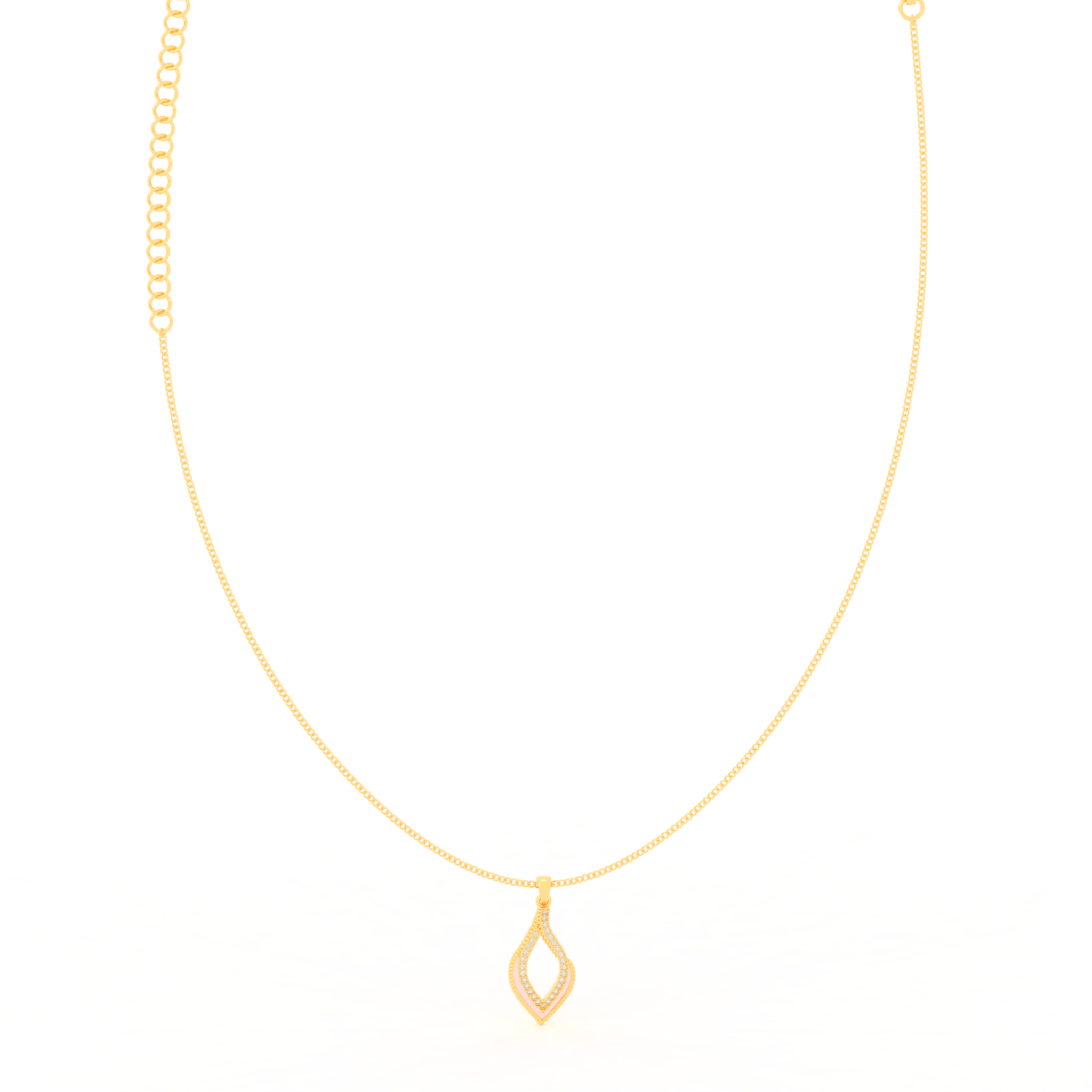 Eye Catching Tear Drop Charm With Chain, Hallmarked 925 Sterling Silver