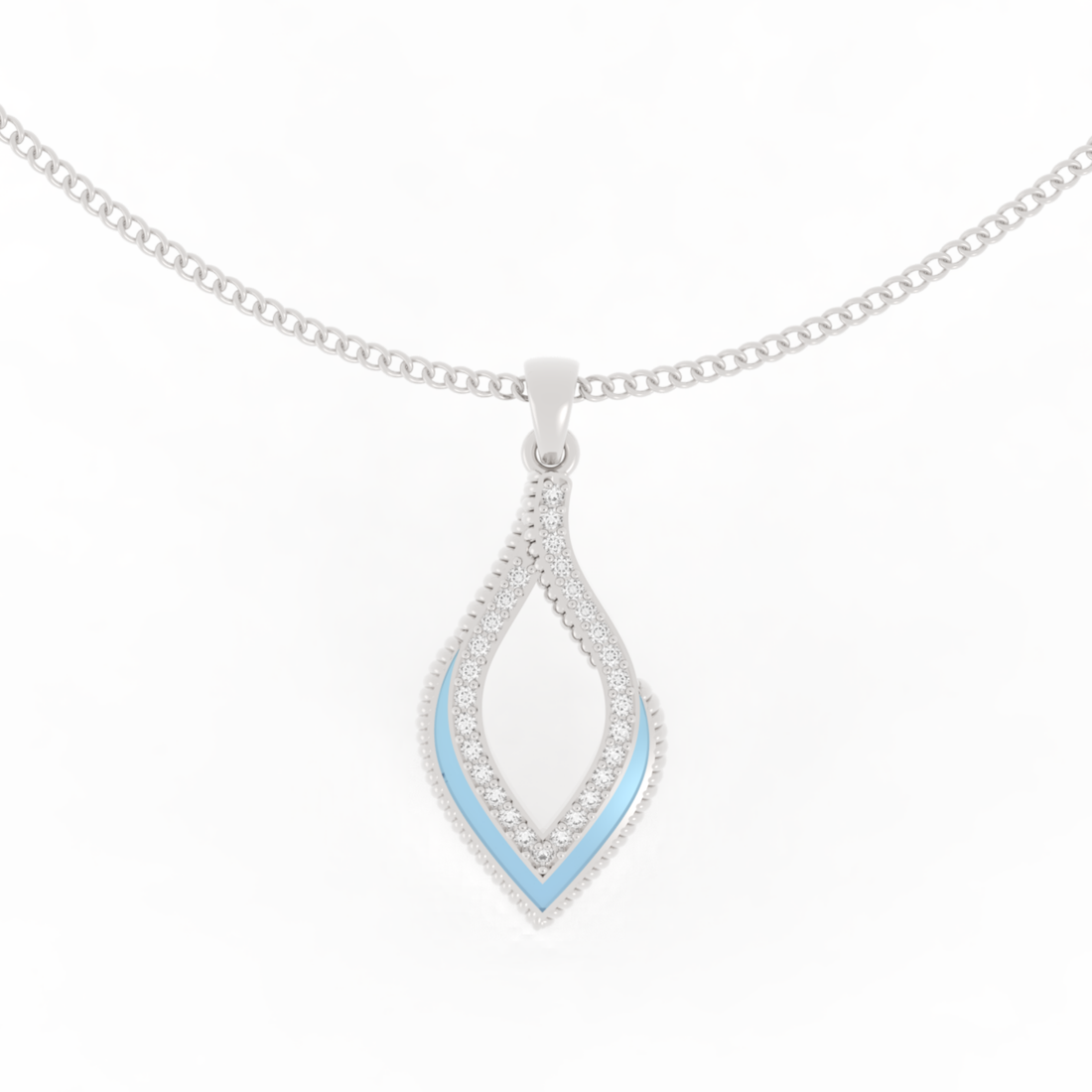 Eye Catching Tear Drop Charm With Chain, Hallmarked 925 Sterling Silver