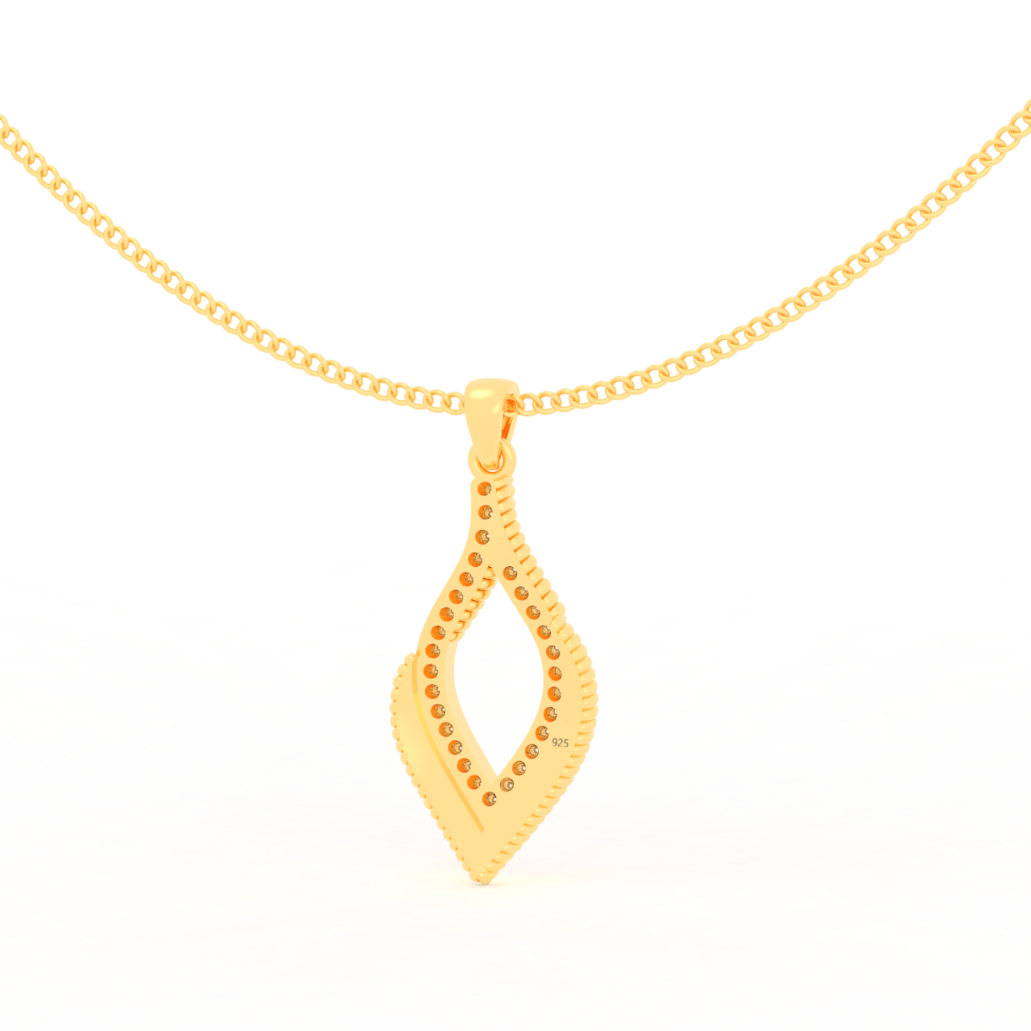 Eye Catching Tear Drop Charm With Chain, Hallmarked 925 Sterling Silver