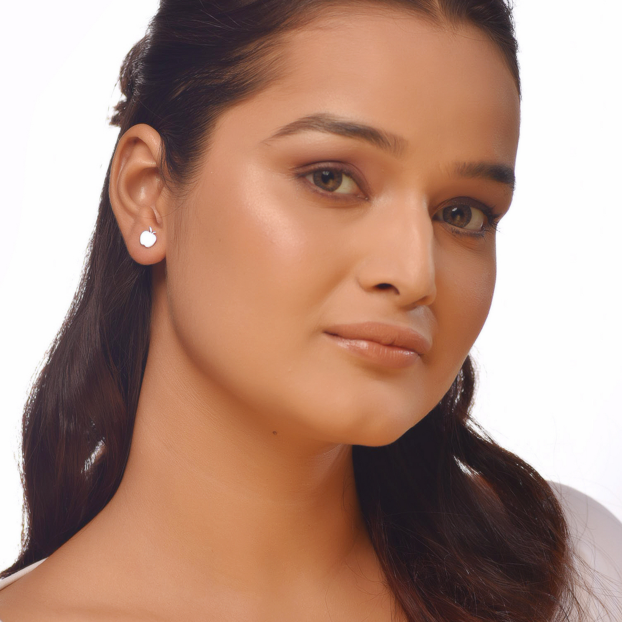 Flat Tiny Apple Earrings, Hallmarked 925 Sterling Silver