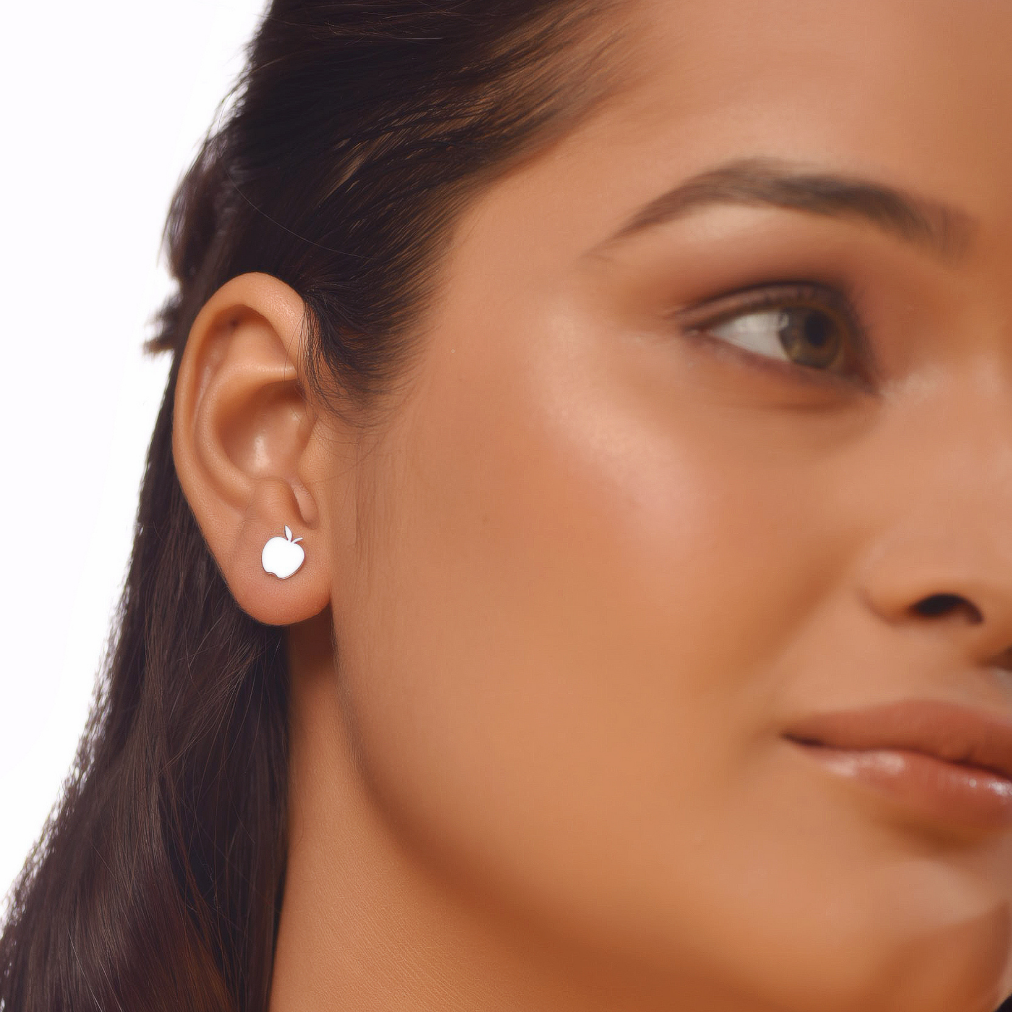 Flat Tiny Apple Earrings, Hallmarked 925 Sterling Silver