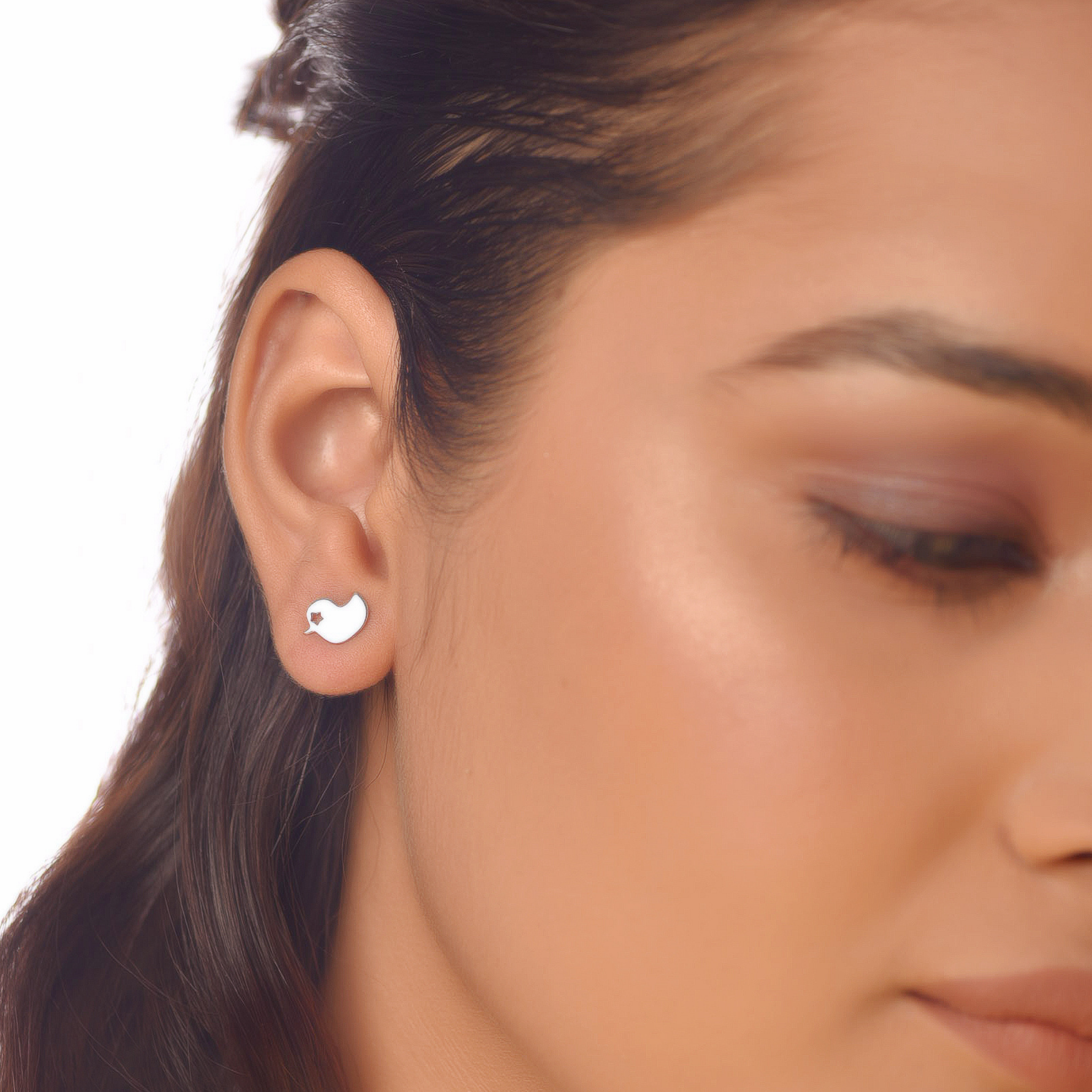 Flat Tiny Bird Earrings, Hallmarked 925 Sterling Silver