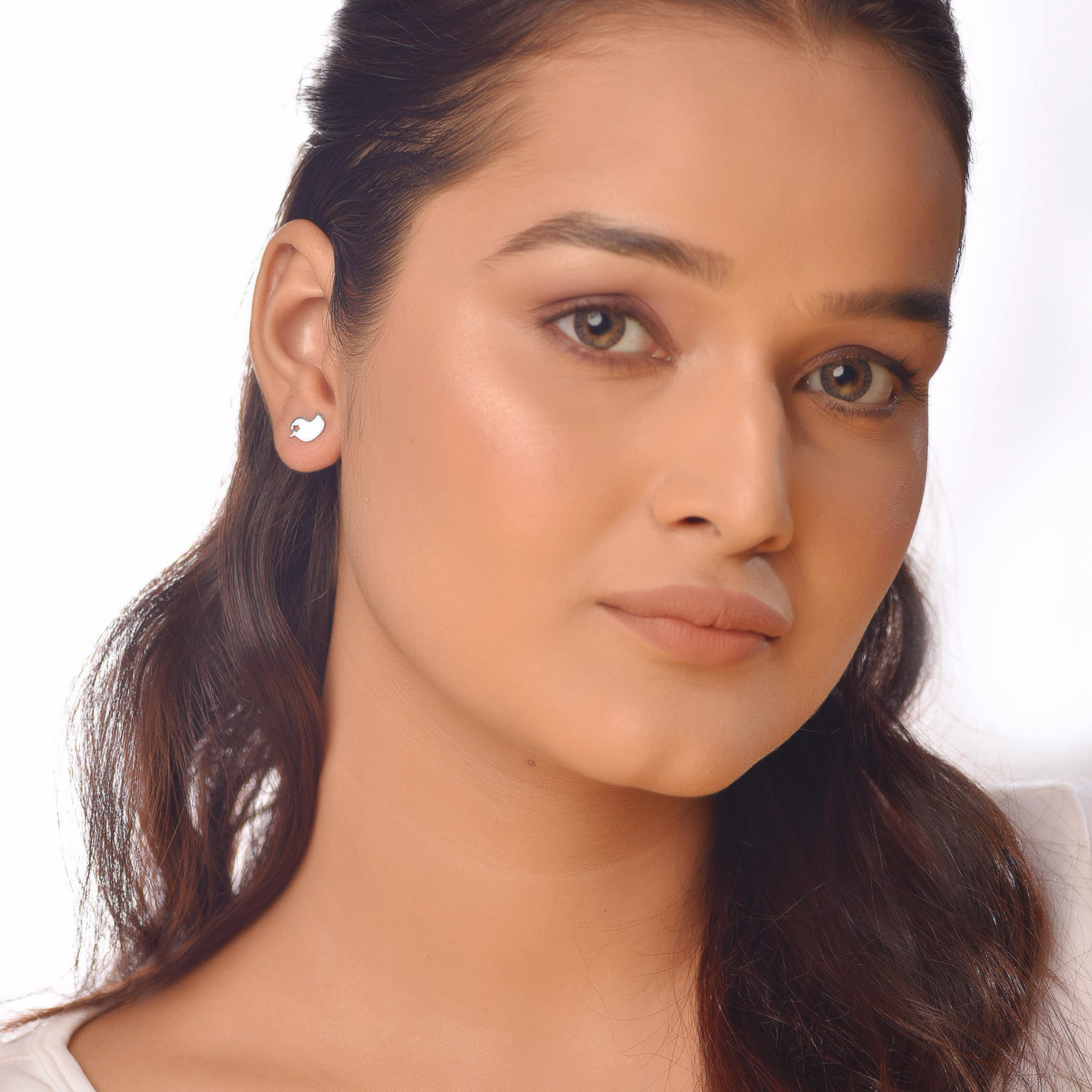 Flat Tiny Bird Earrings, Hallmarked 925 Sterling Silver