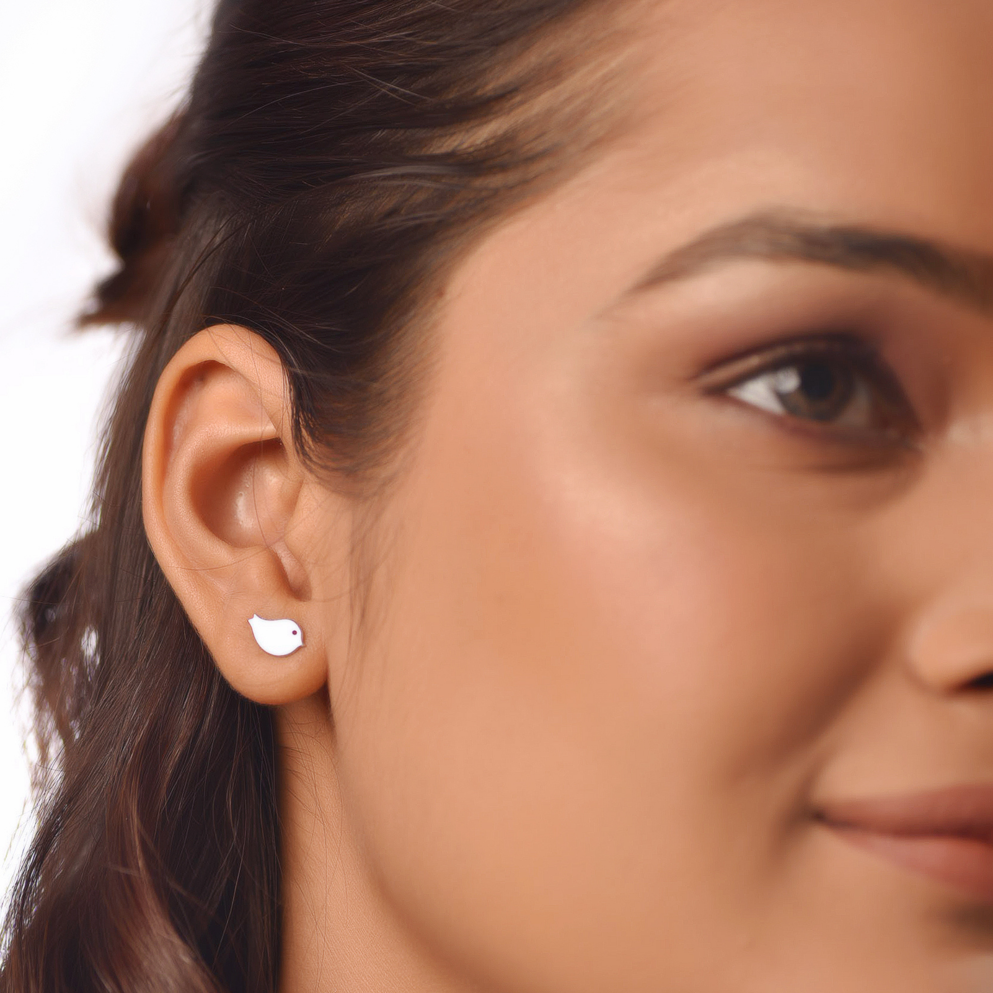 Flat Tiny Birds Stud Earrings, Hallmarked 925 Sterling Silver