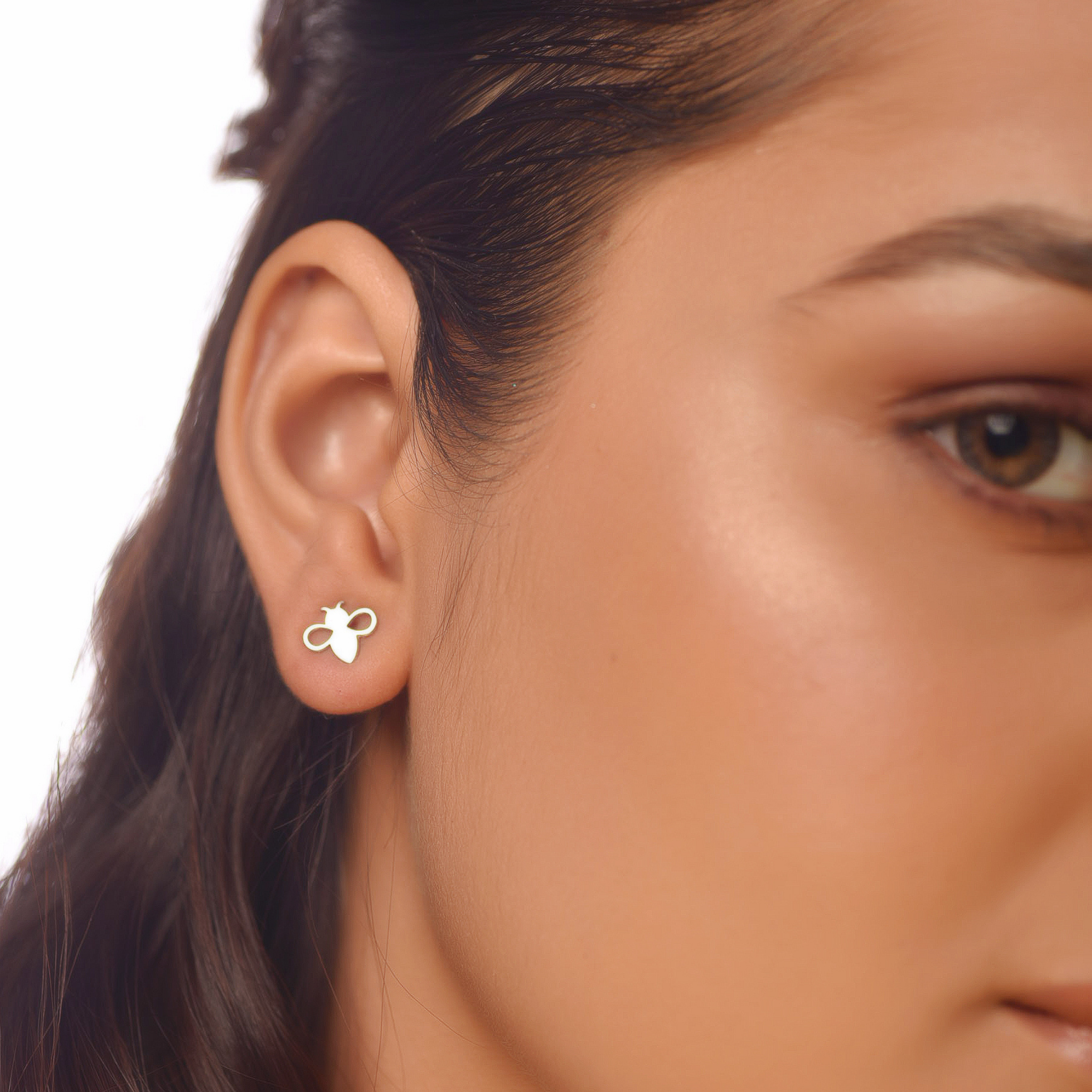 Flat Tiny Bumble Bee Earrings, Hallmarked 925 Sterling Silver