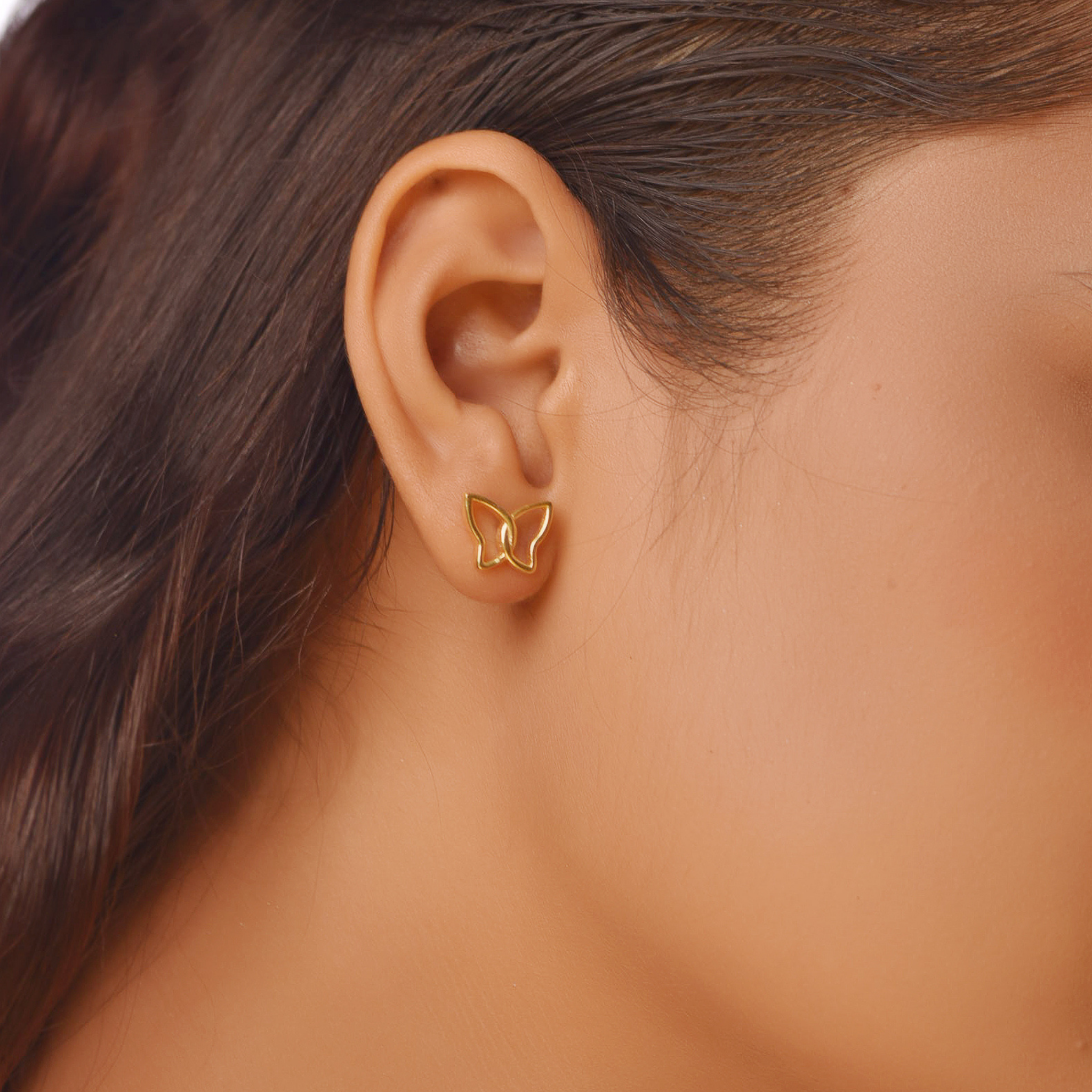 Flat Tiny Butterfly Earrings, Hallmarked 925 Sterling Silver