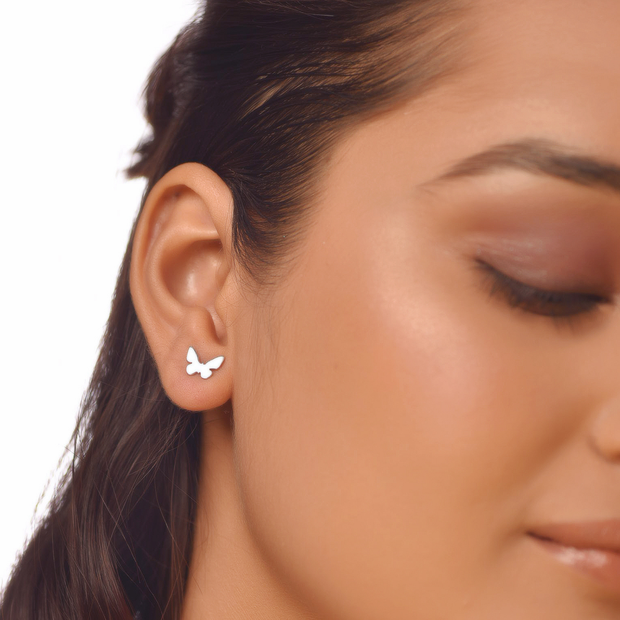 Flat Tiny Butterfly Earrings, Hallmarked 925 Sterling Silver