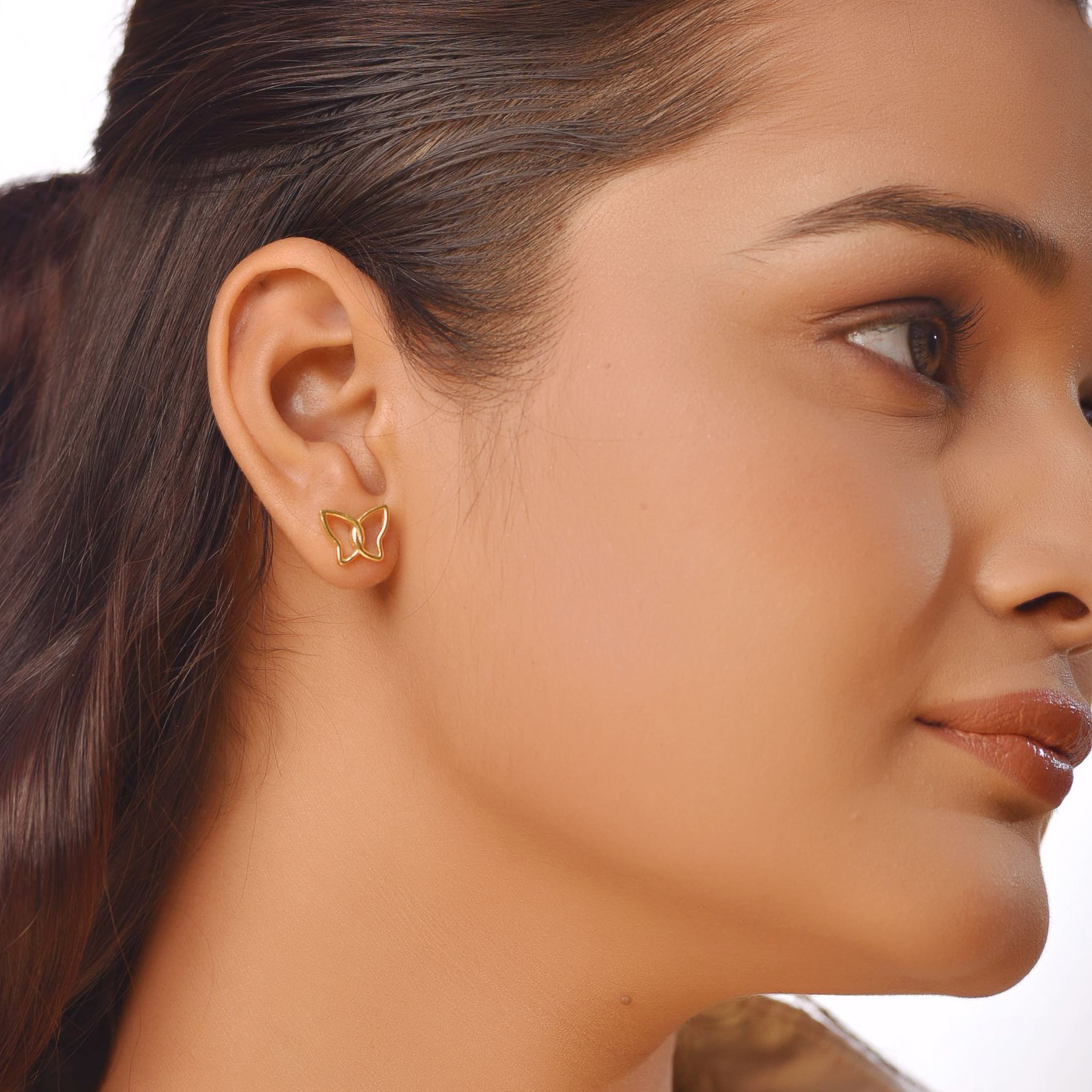 Flat Tiny Butterfly Earrings, Hallmarked 925 Sterling Silver