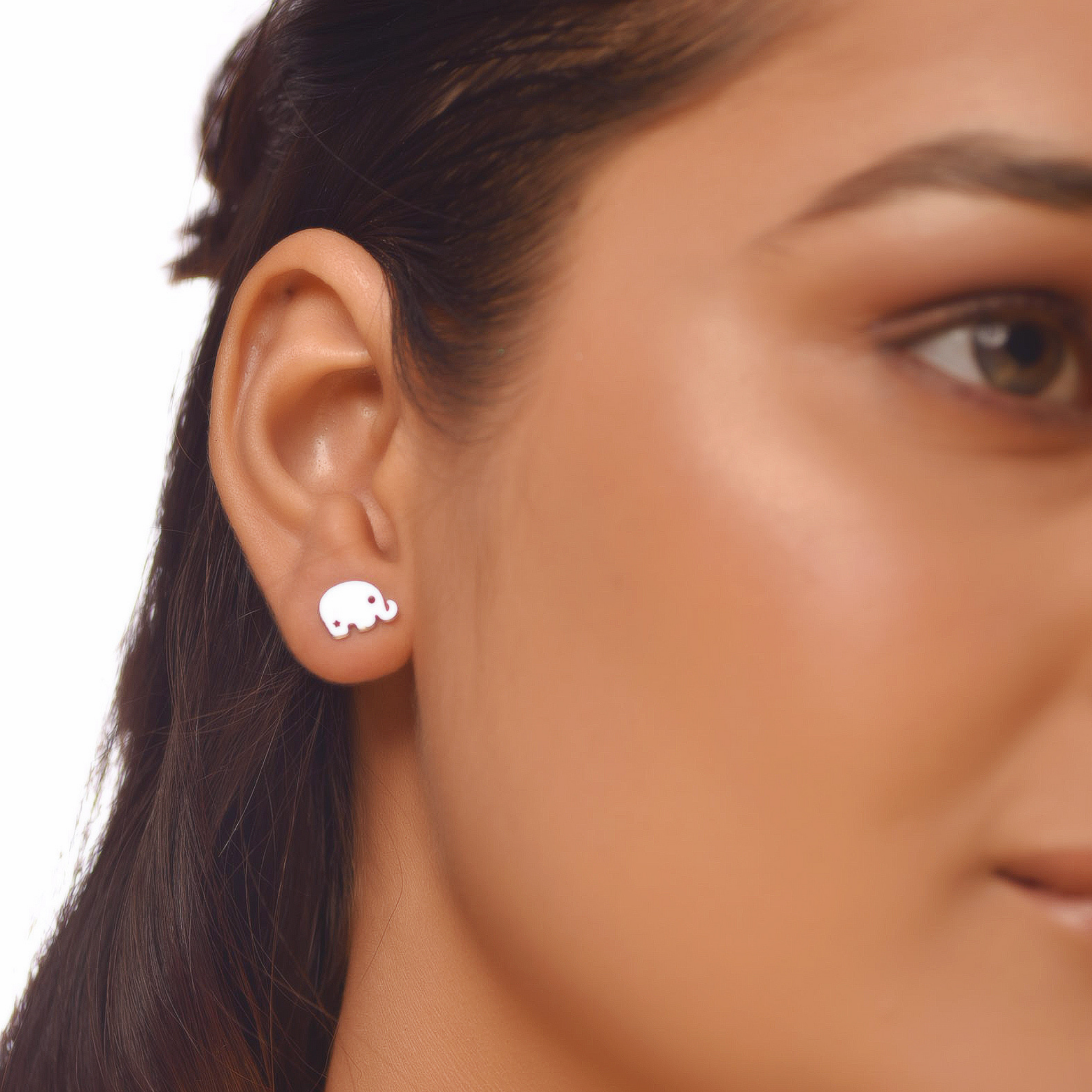 Flat Tiny Elephant Earrings, Hallmarked 925 Sterling Silver