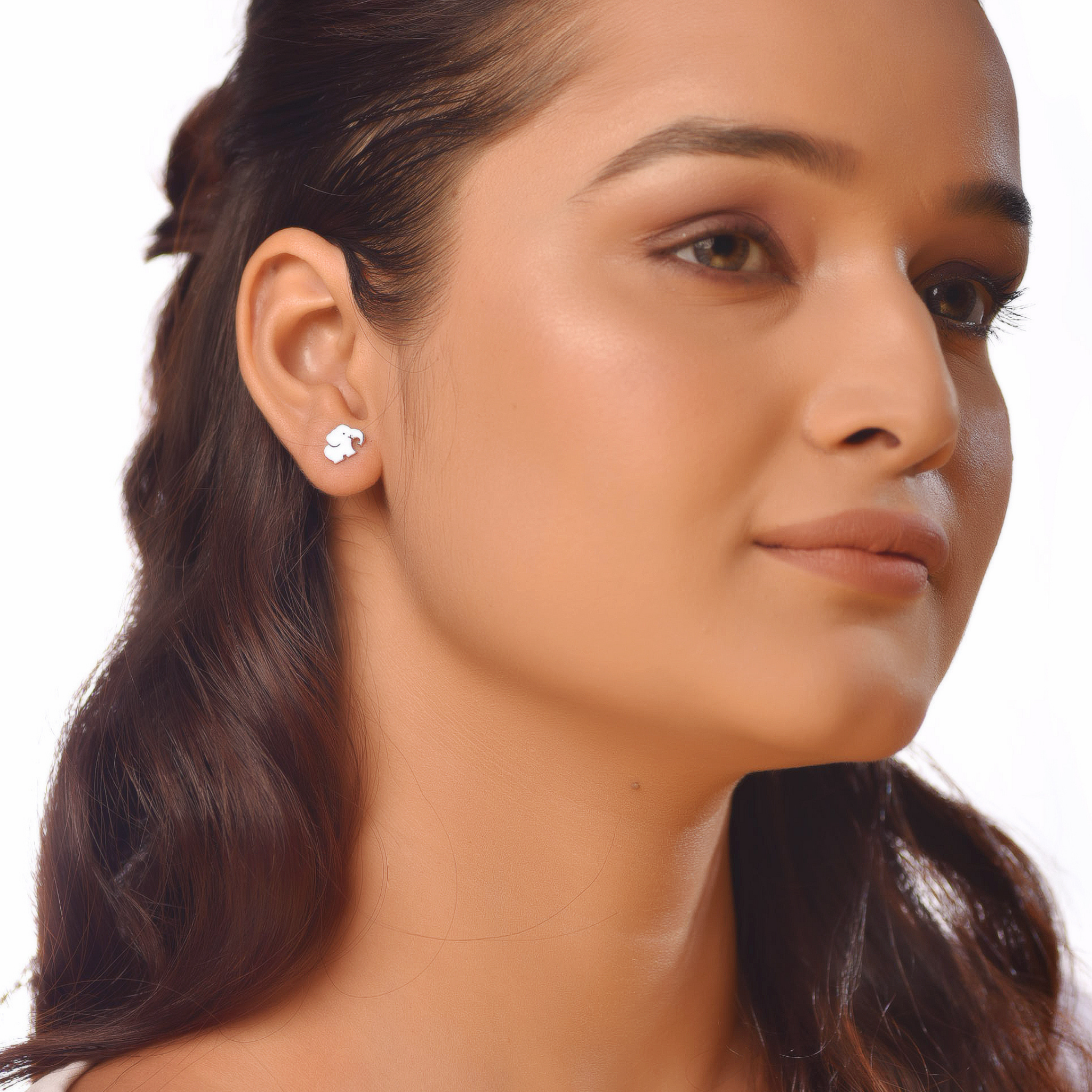 Flat Tiny Elephant Earrings, Hallmarked 925 Sterling Silver