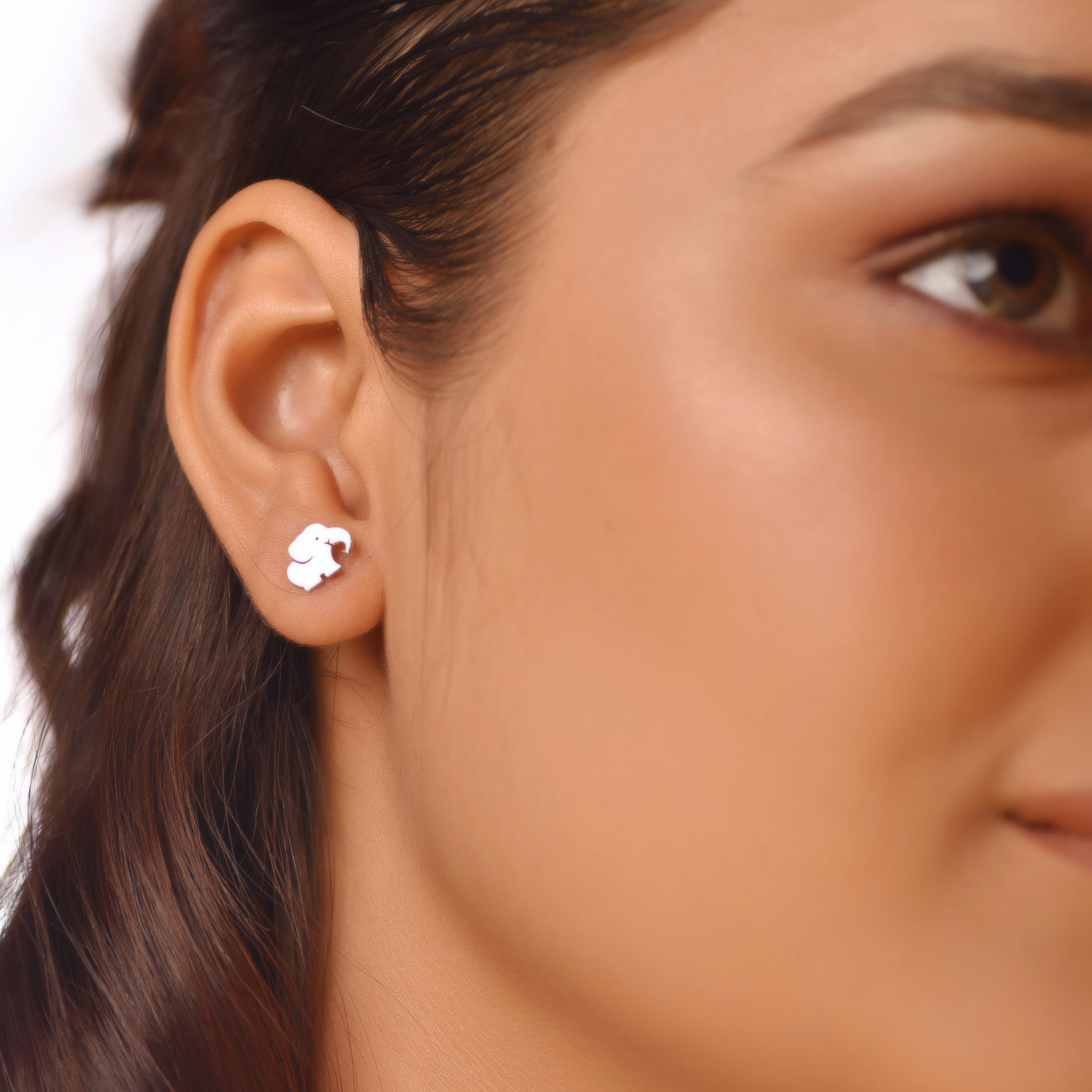 Flat Tiny Elephant Earrings, Hallmarked 925 Sterling Silver