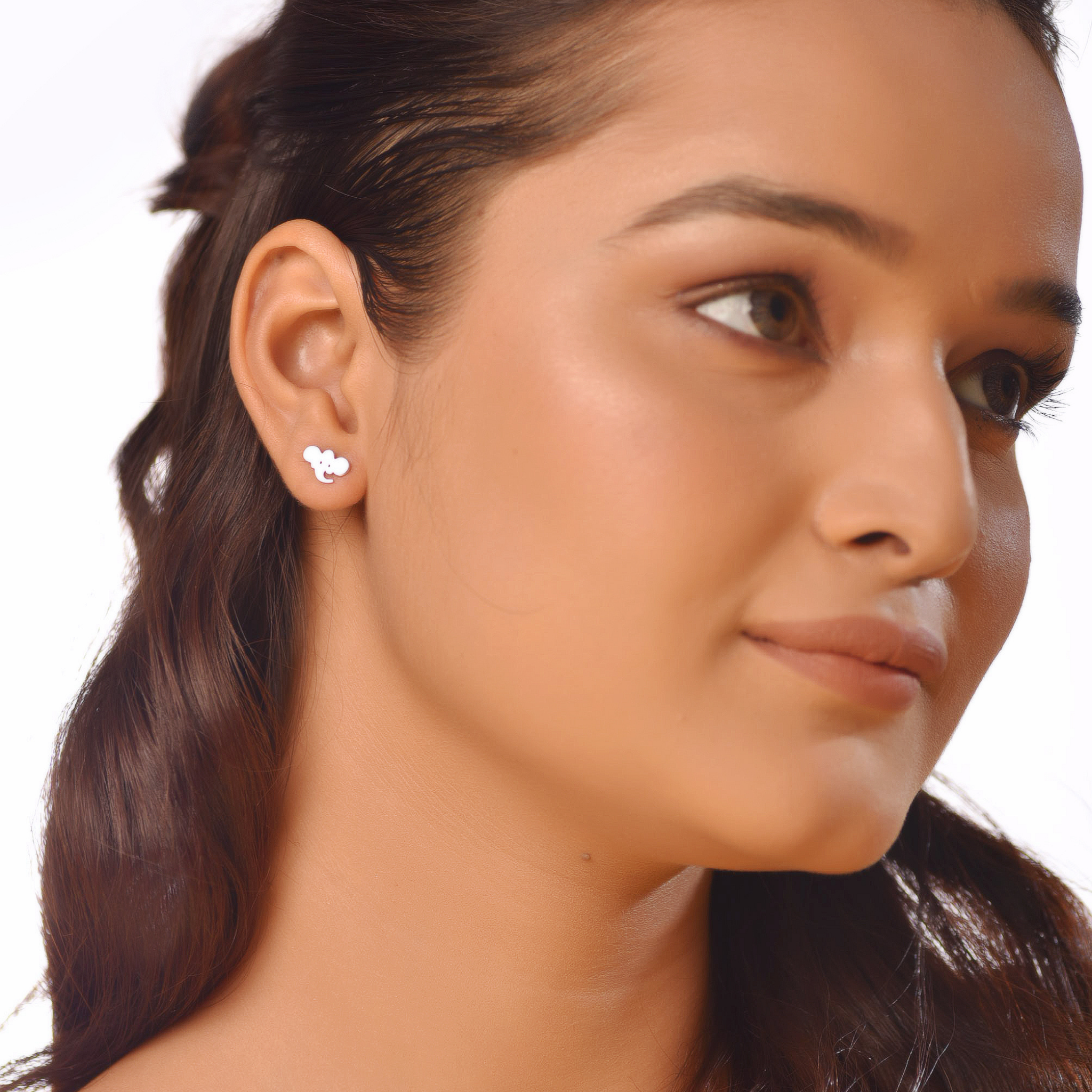 Flat Tiny Elephant Face Earrings, Hallmarked 925 Sterling Silver