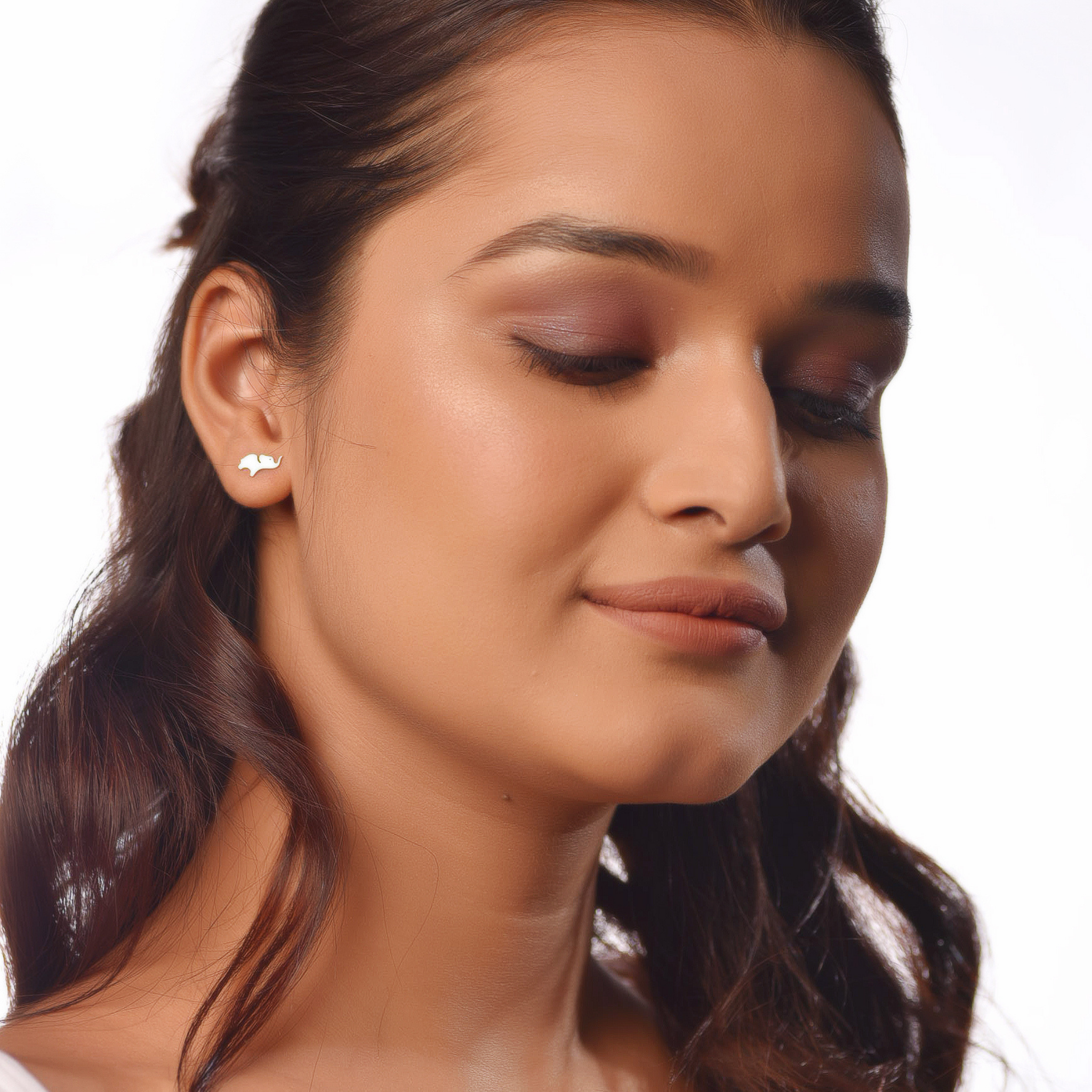 Flat Tiny Elephant Stud Earrings, Hallmarked 925 Sterling Silver