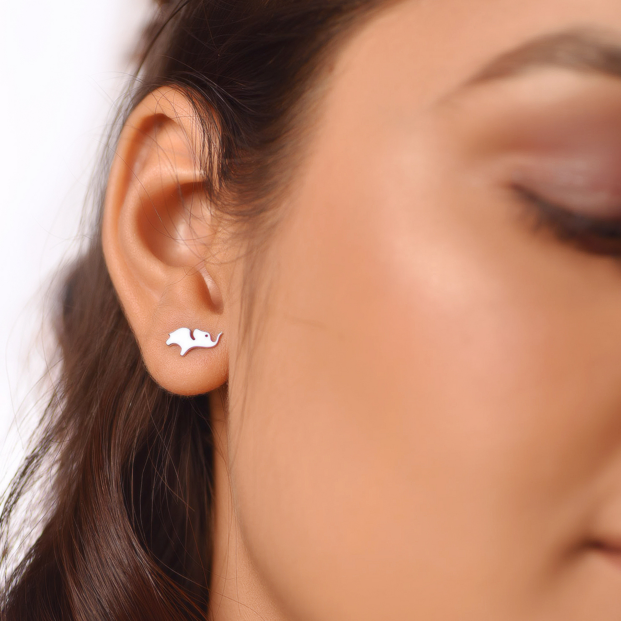Flat Tiny Elephant Stud Earrings, Hallmarked 925 Sterling Silver