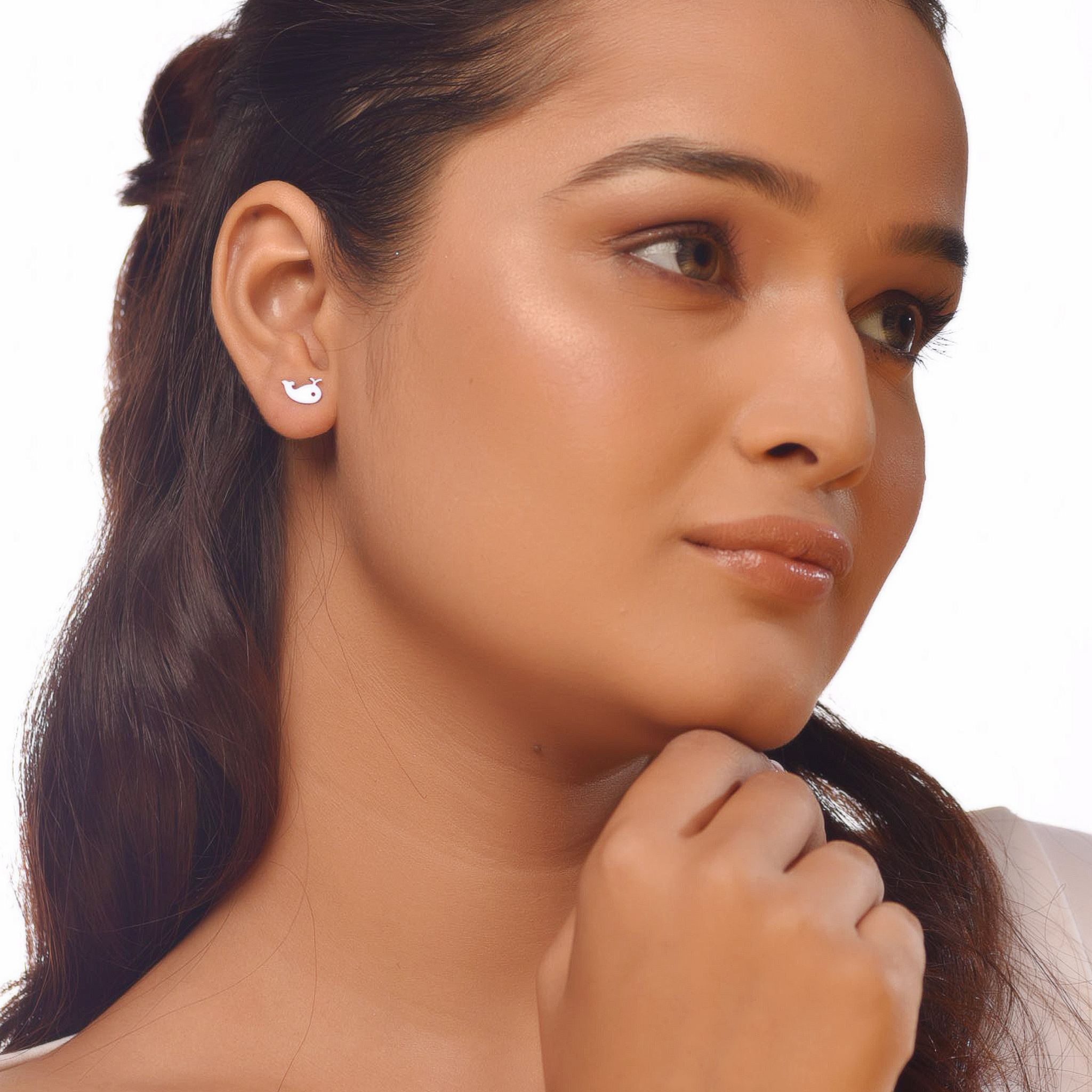 Flat Tiny Fish Earrings, Hallmarked 925 Sterling Silver