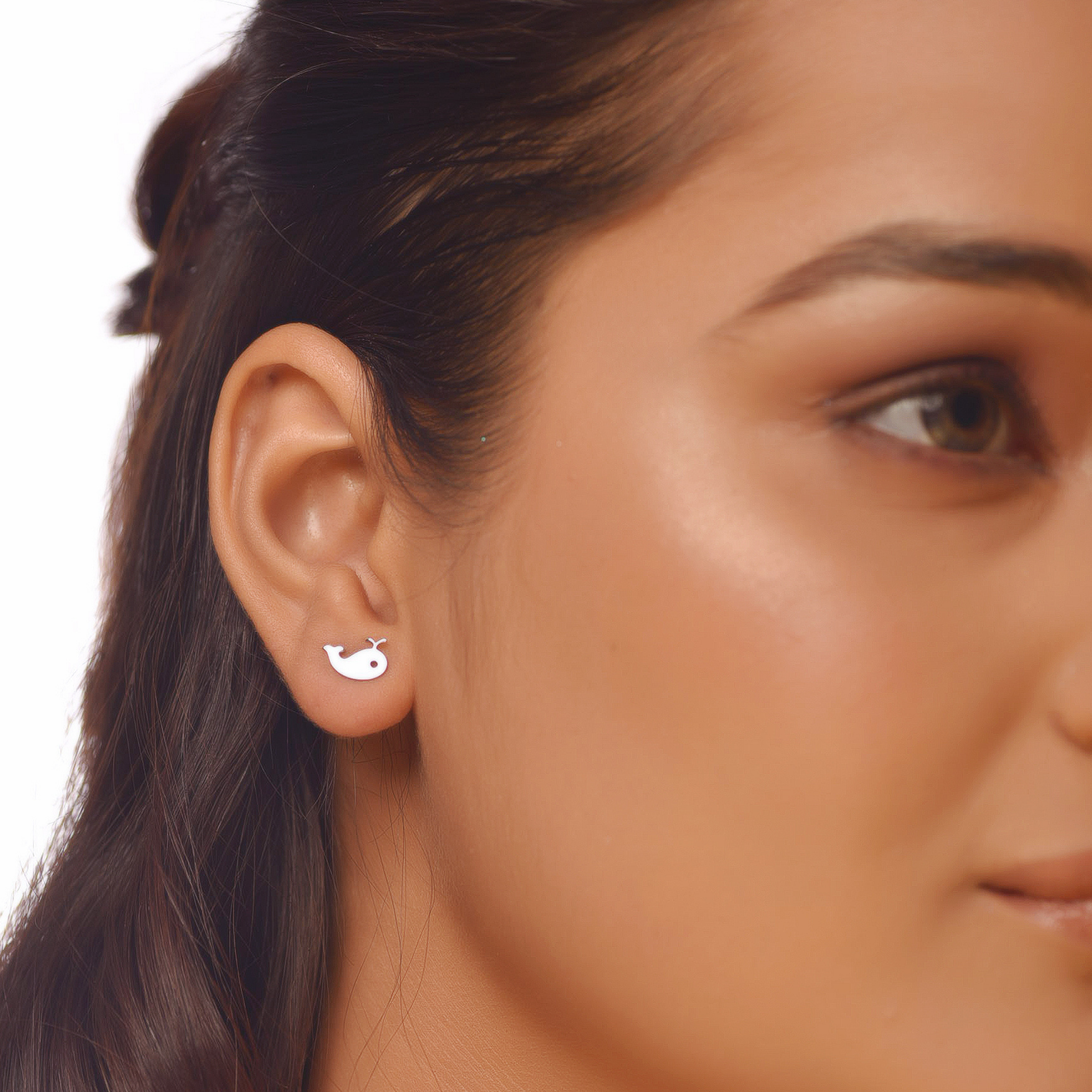 Flat Tiny Fish Earrings, Hallmarked 925 Sterling Silver