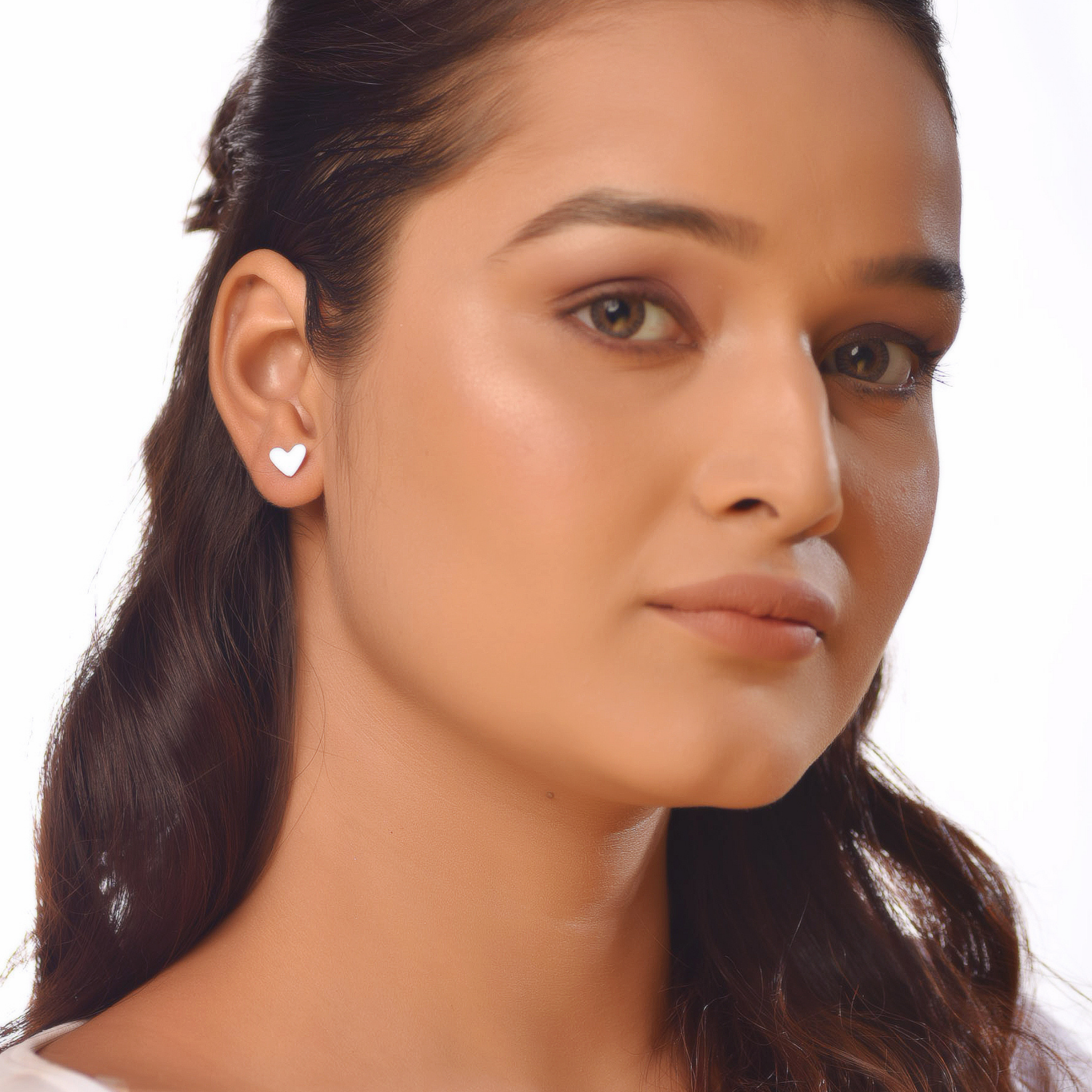 Flat Tiny Heart Stud Earrings, Hallmarked 925 Sterling Silver