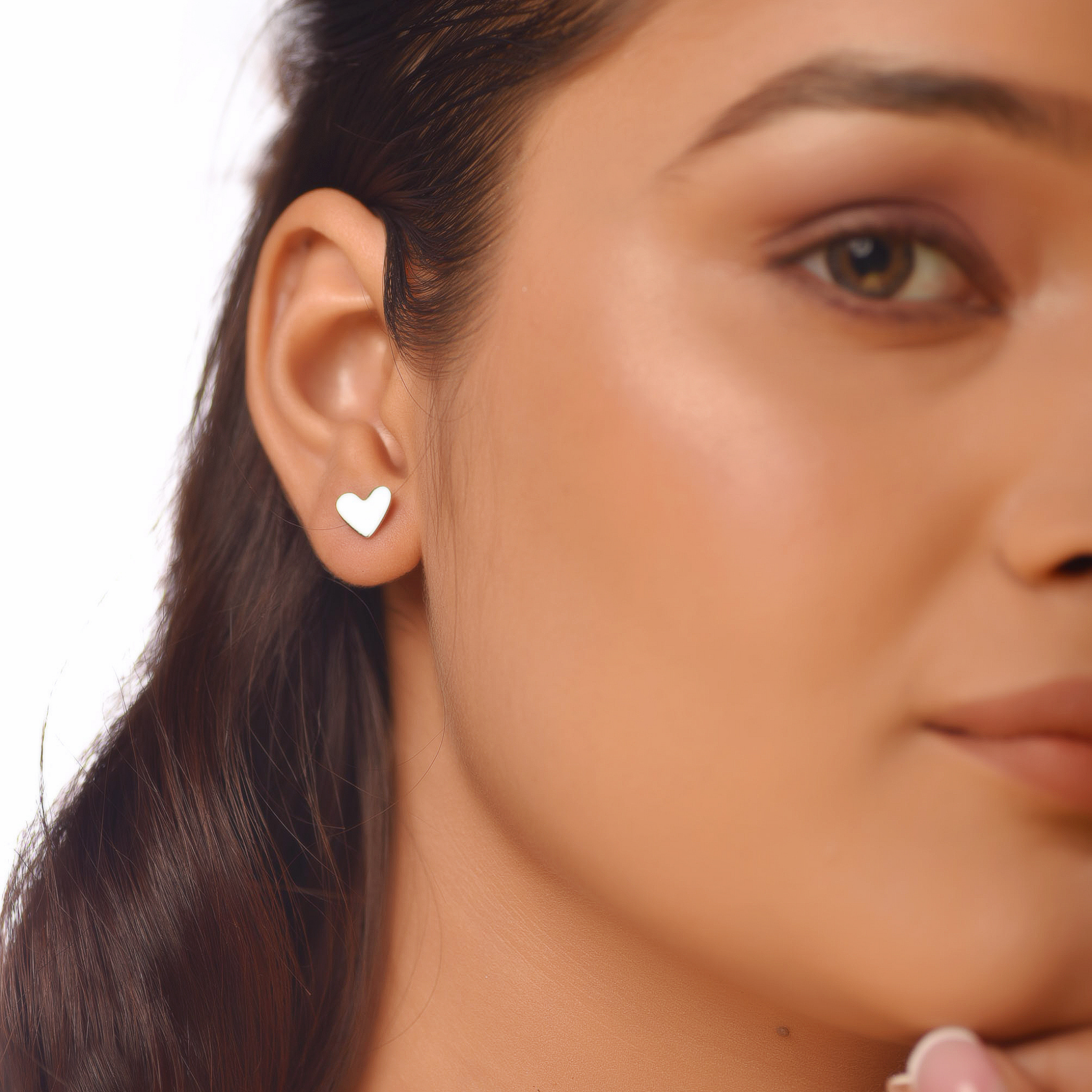 Flat Tiny Heart Stud Earrings, Hallmarked 925 Sterling Silver