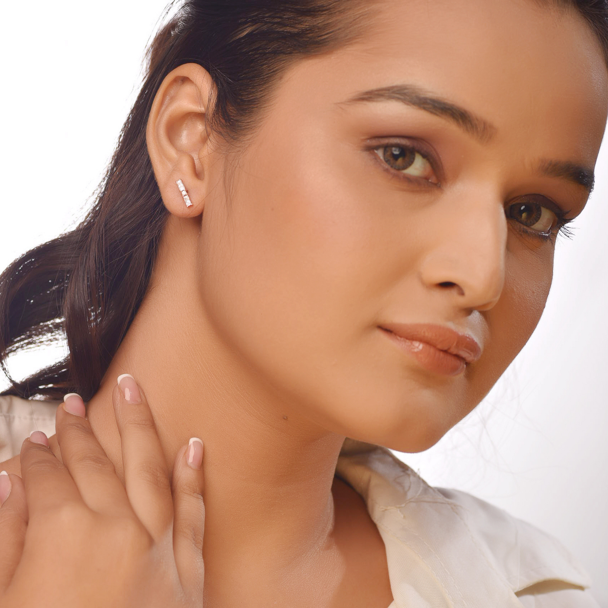 Flat Tiny Modern Bar Earrings, Hallmarked 925 Sterling Silver