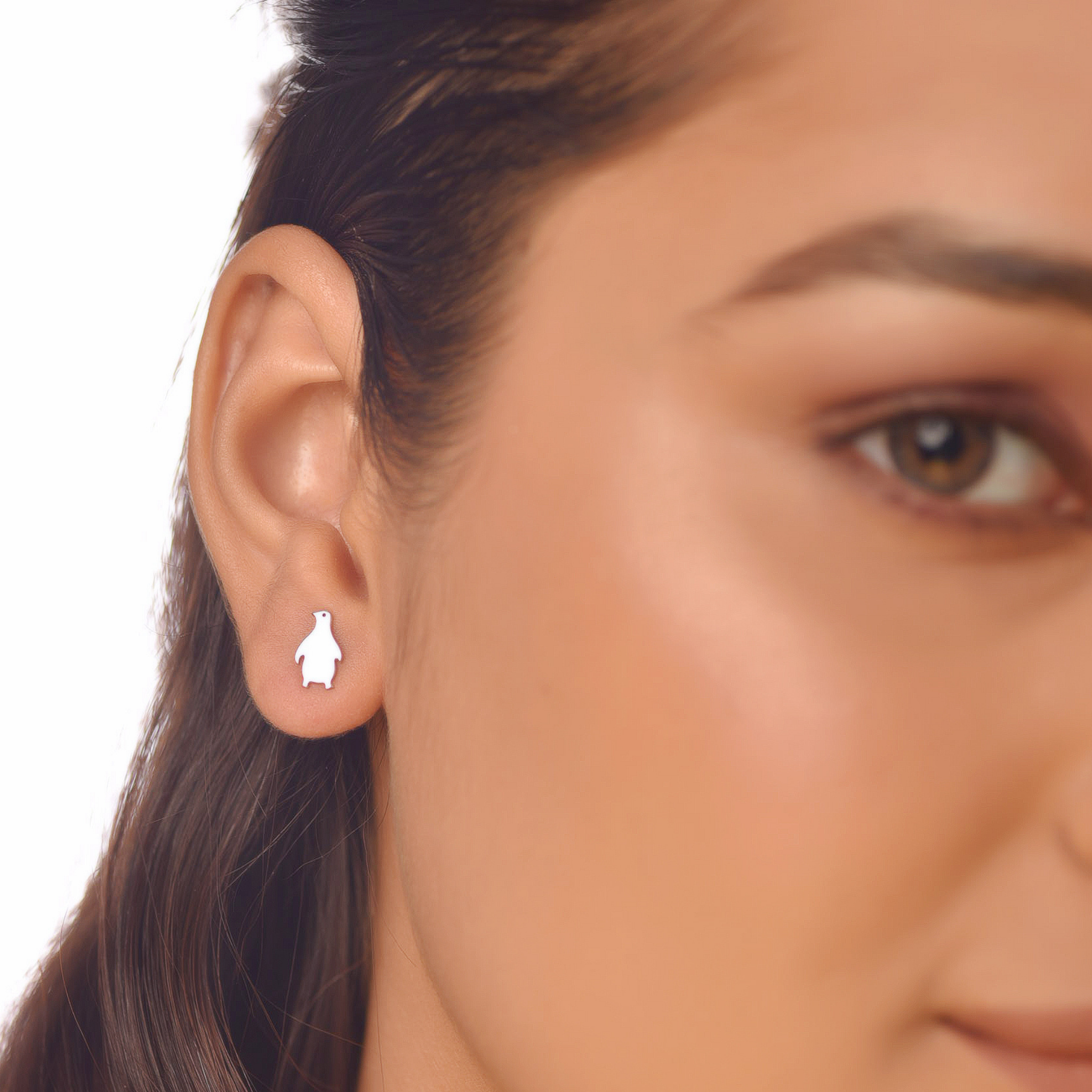 Flat Tiny Penguin Earrings, Hallmarked 925 Sterling Silver