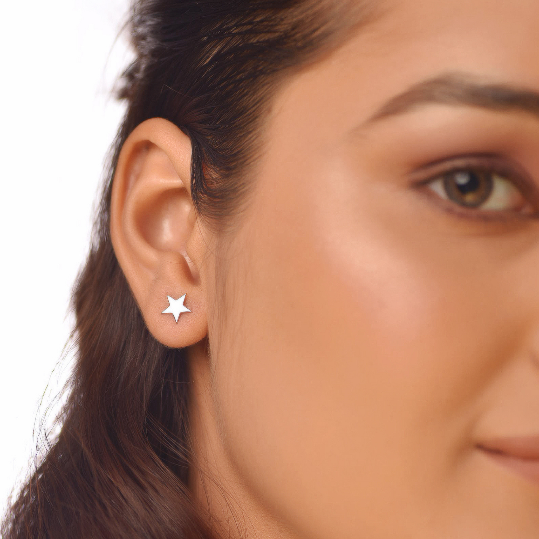 Flat Tiny Star Stud Earrings, Hallmarked 925 Sterling Silver